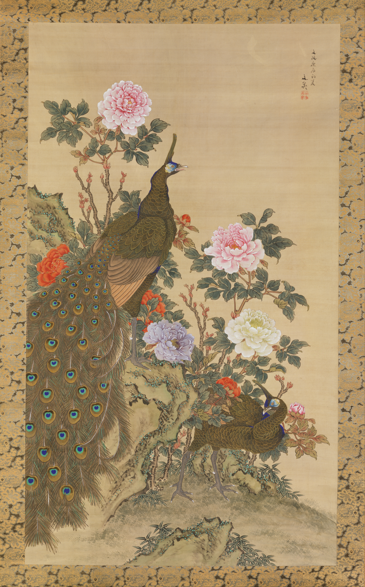 Peonies and Peacocks Painting