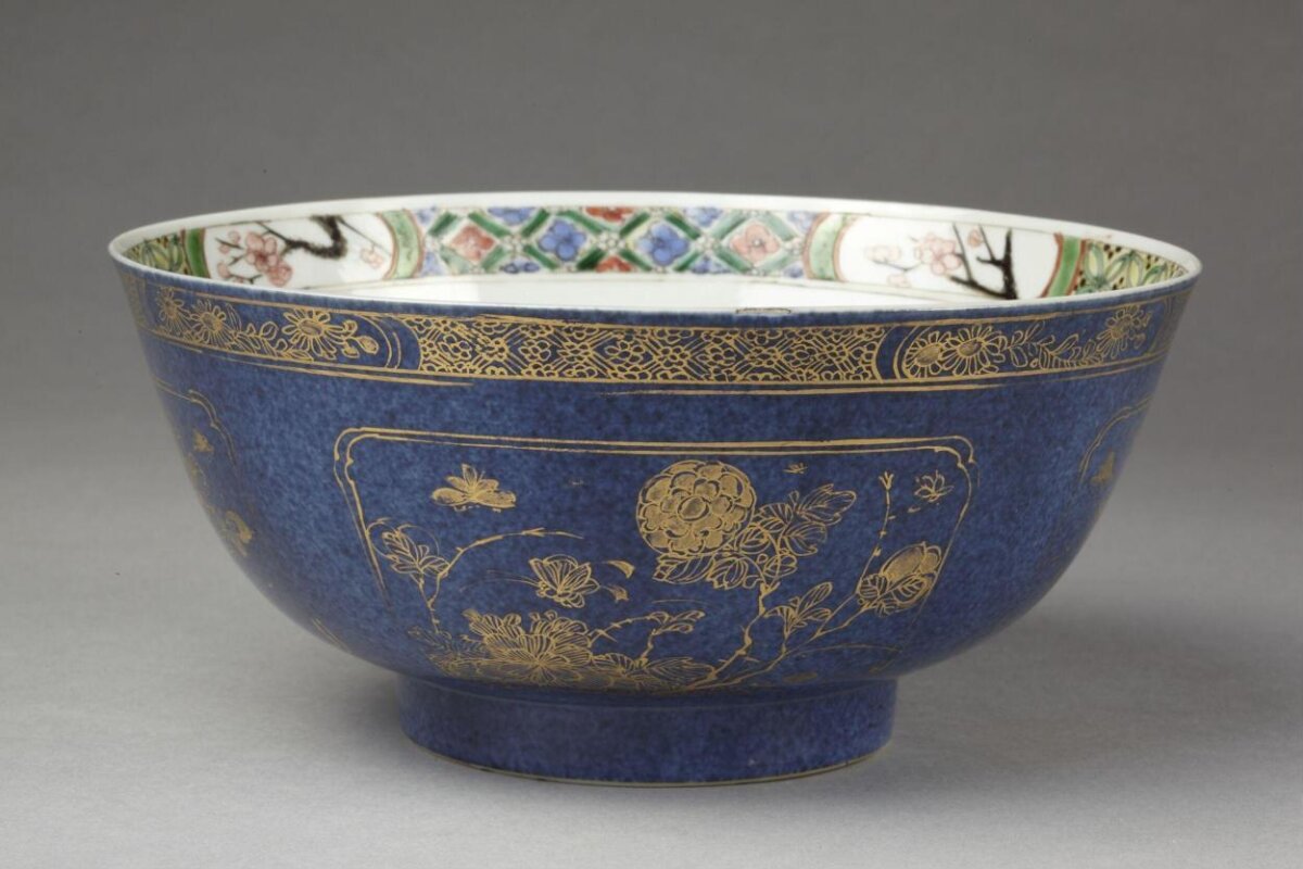 Blue Glaze Gilt Porcelain Bowl