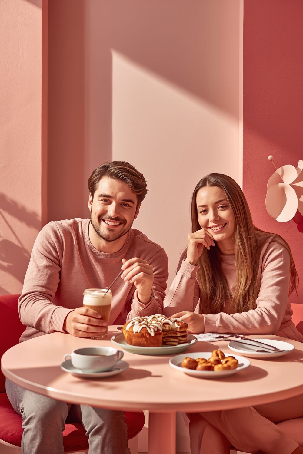 Couple Enjoying Brunch at Pink Cafe — Food