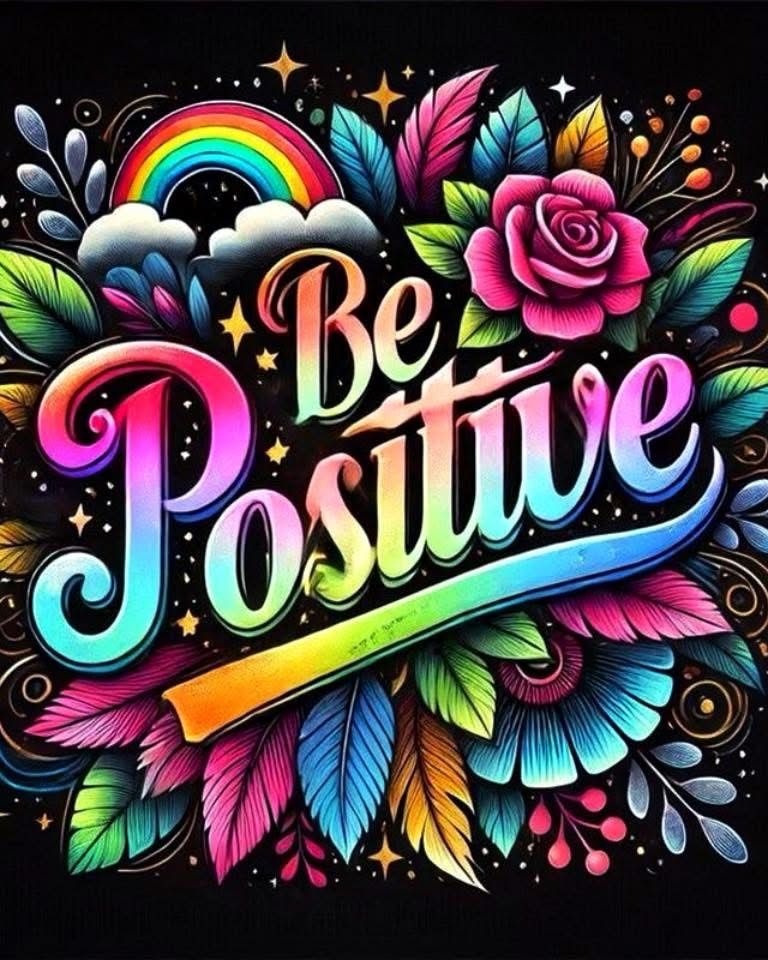 Be Positive Motivational Typography Art