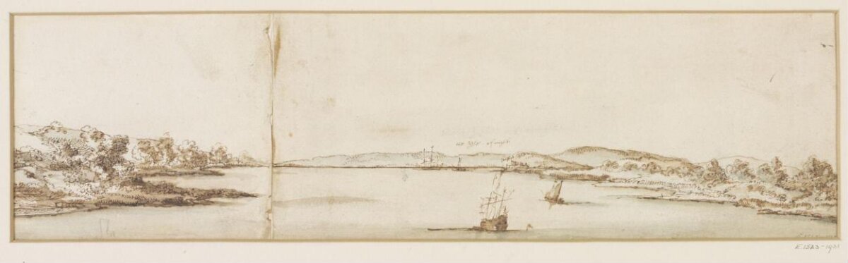 Panoramic Estuary Landscape Sketch