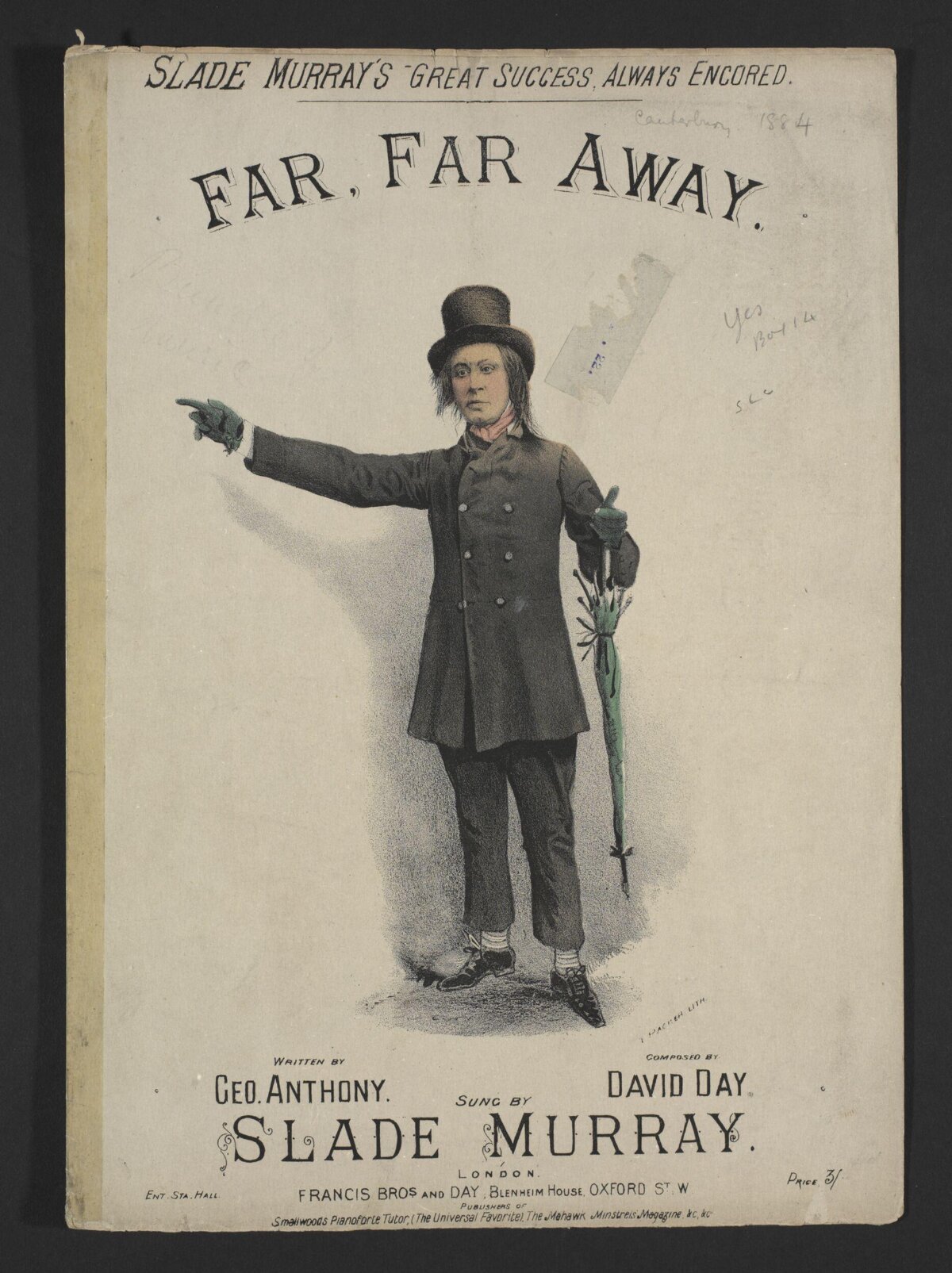 1884 Far Far Away Sheet Music Cover