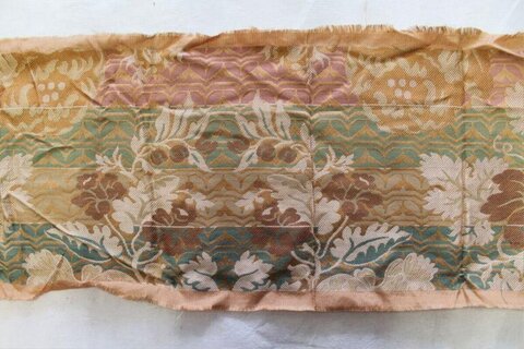 Vintage Floral Woven Fabric Fragment
