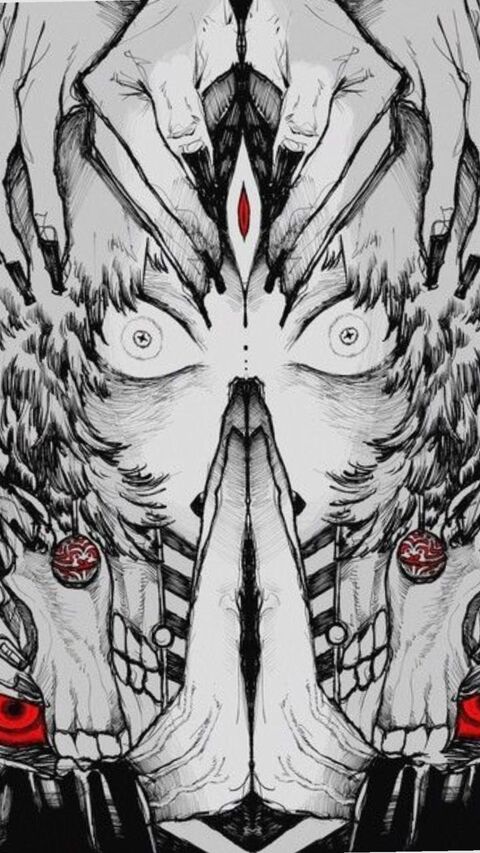 Symmetrical Manga Villain Portrait Drawing