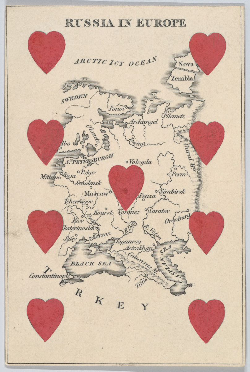 Heart Decorated Vintage Russia In Europe Map