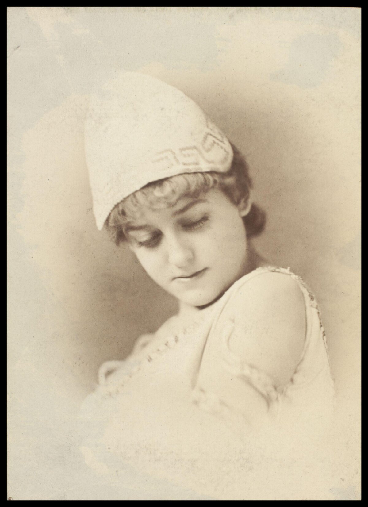Vintage Portrait of Woman in Knit Cap