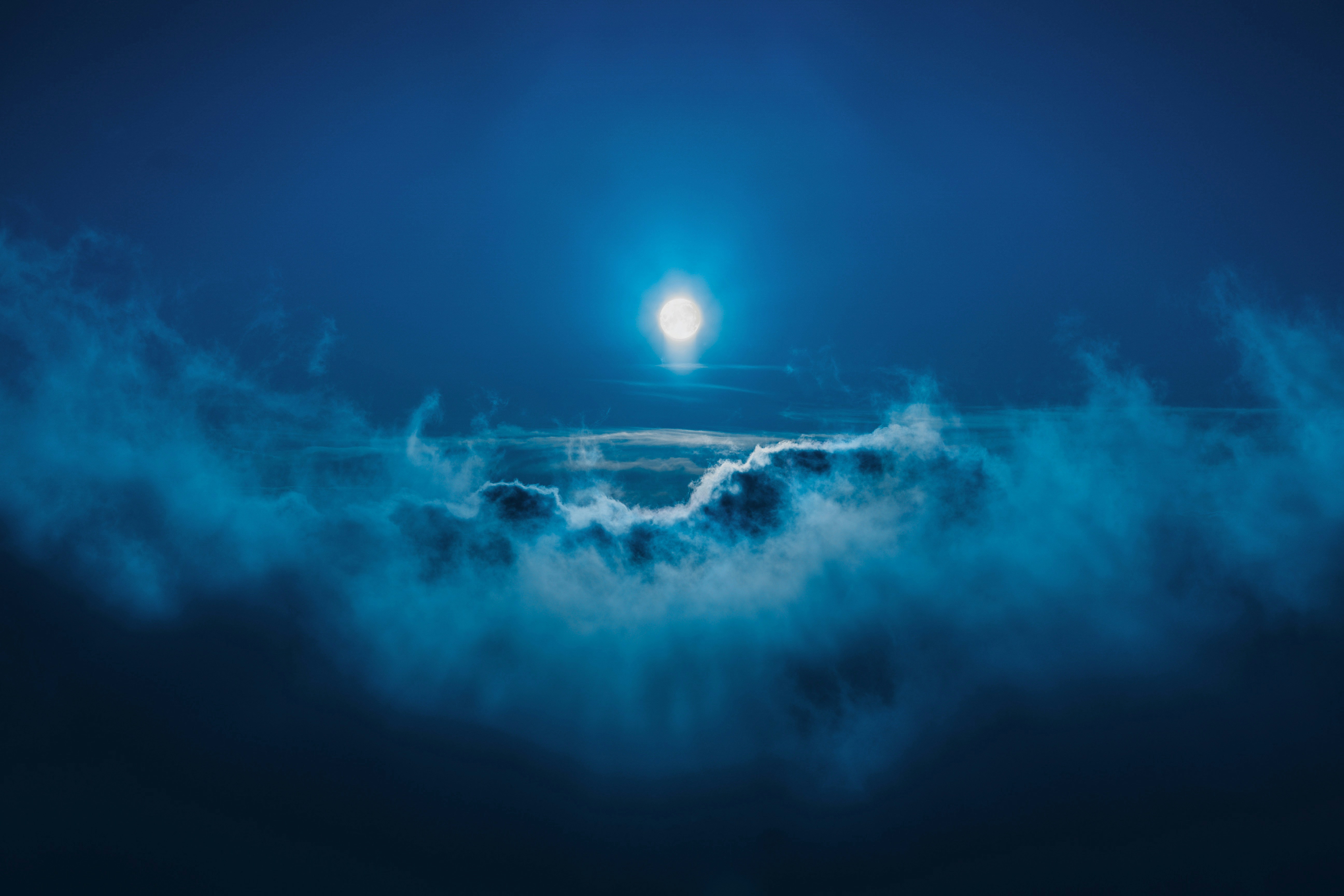 Night Moon Above Clouds