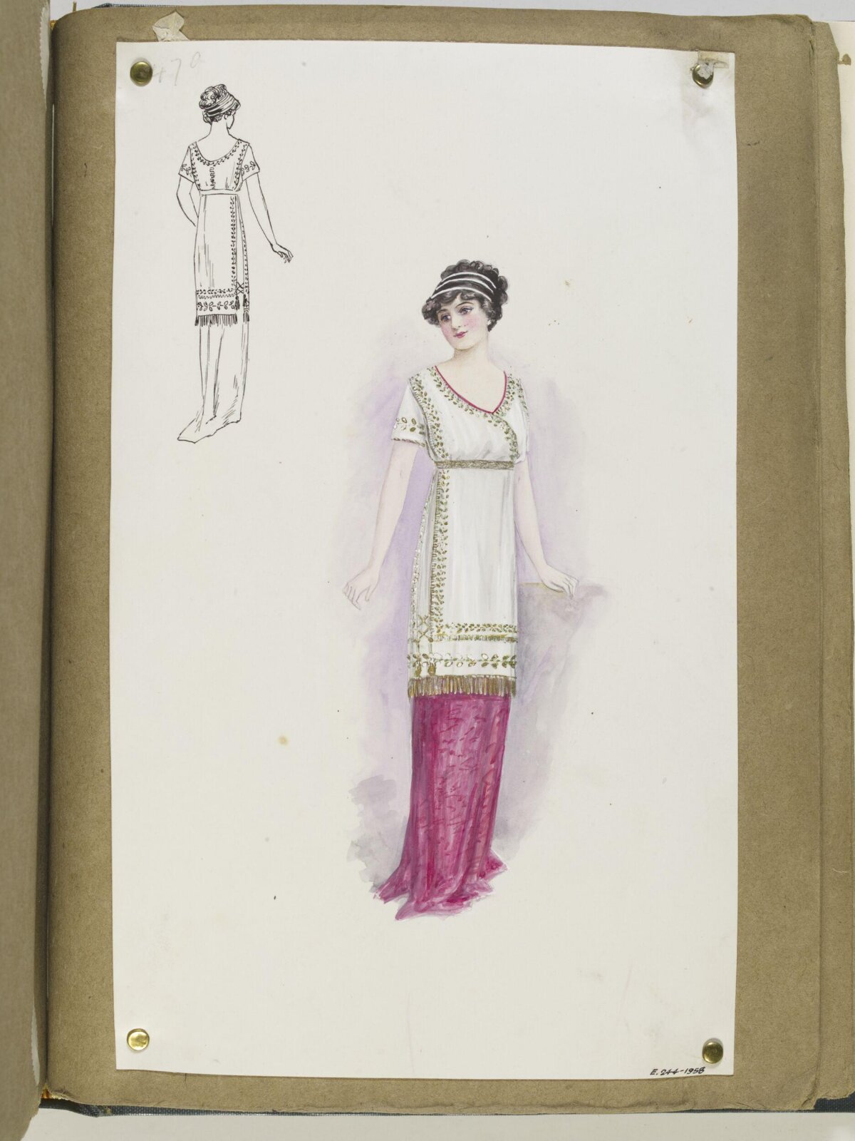 Vintage Women's Dress Fashion Design Sketch