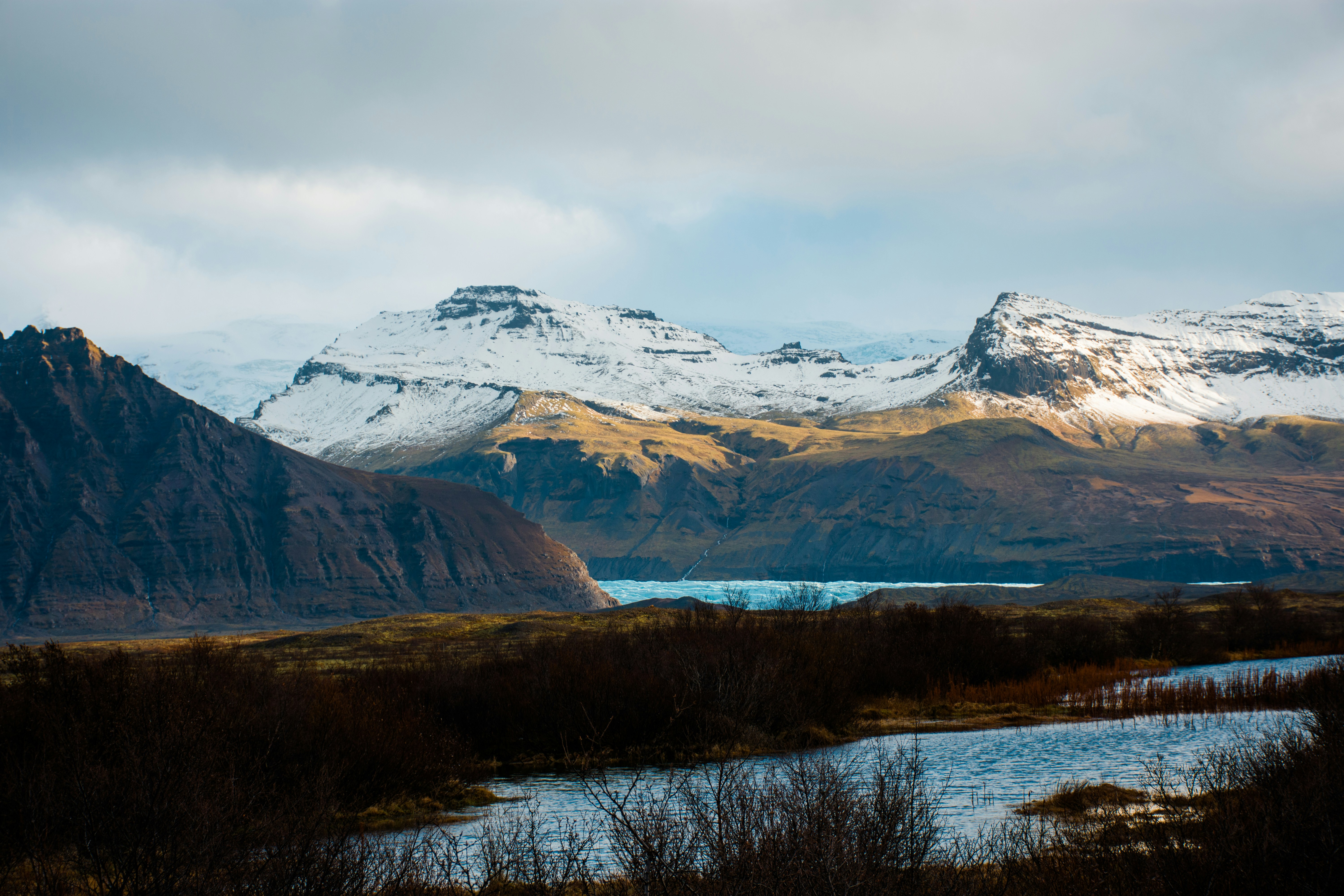 Snow-capped Mountain River Landscape