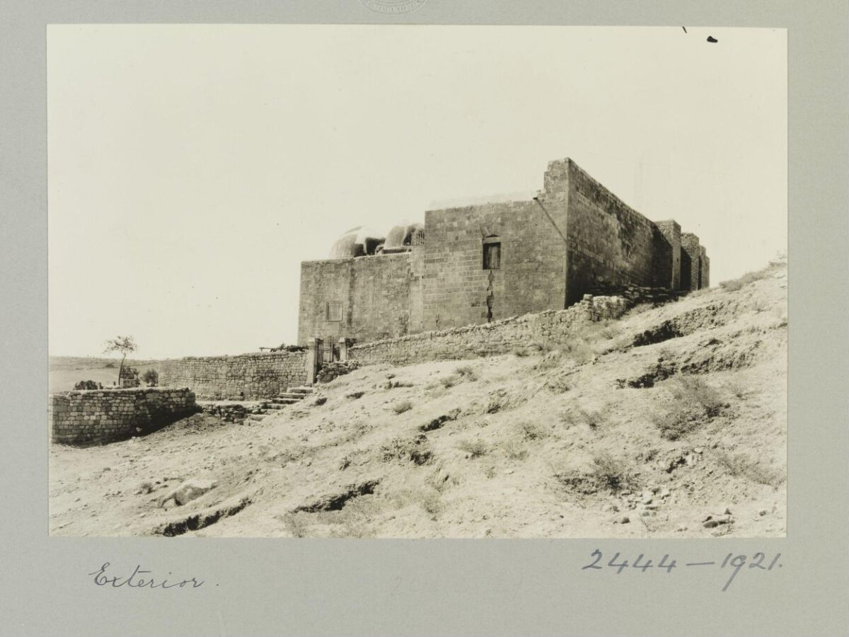 Vintage Hilltop Stone Building Exterior