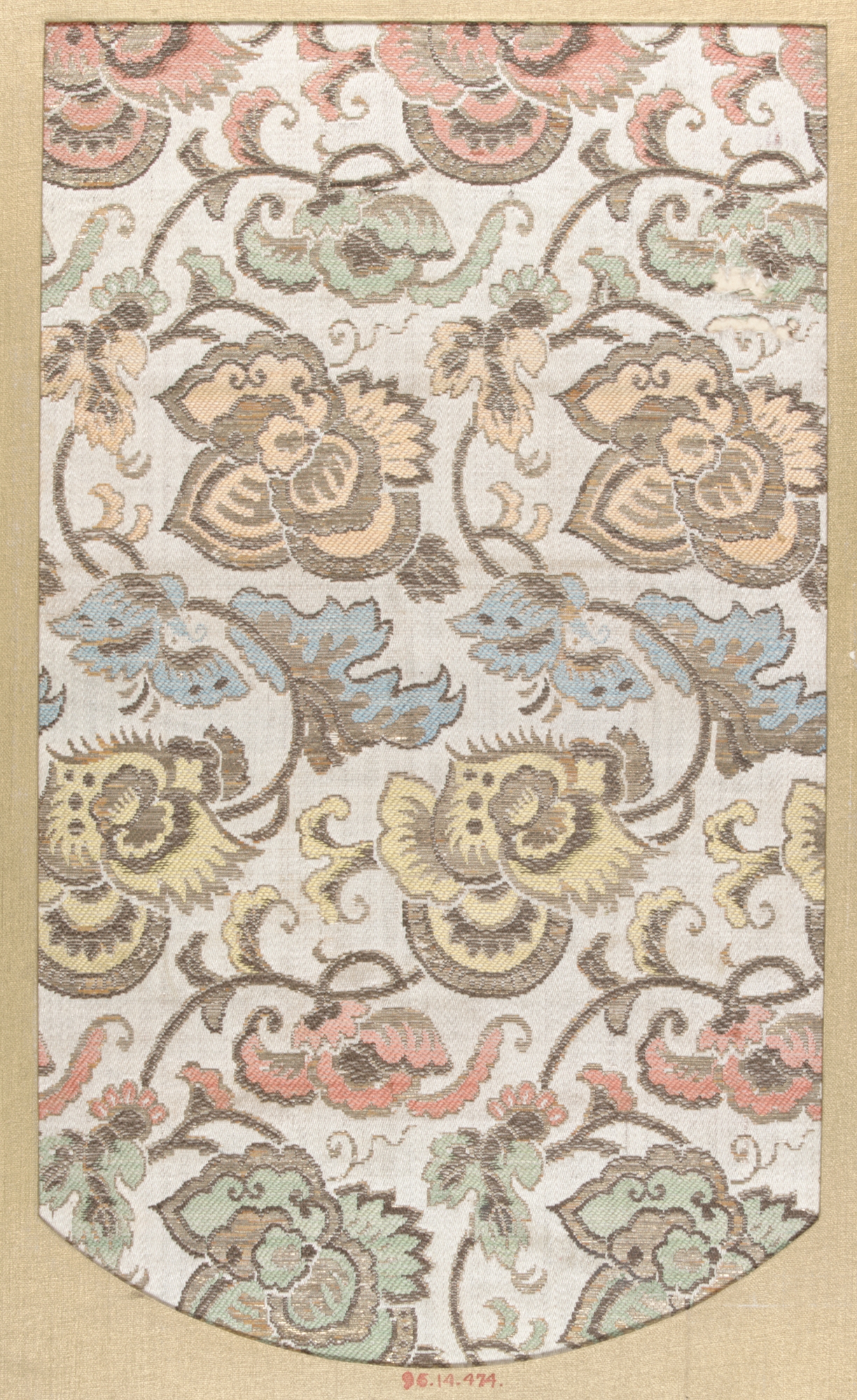 Antique Floral Woven Textile Fragment
