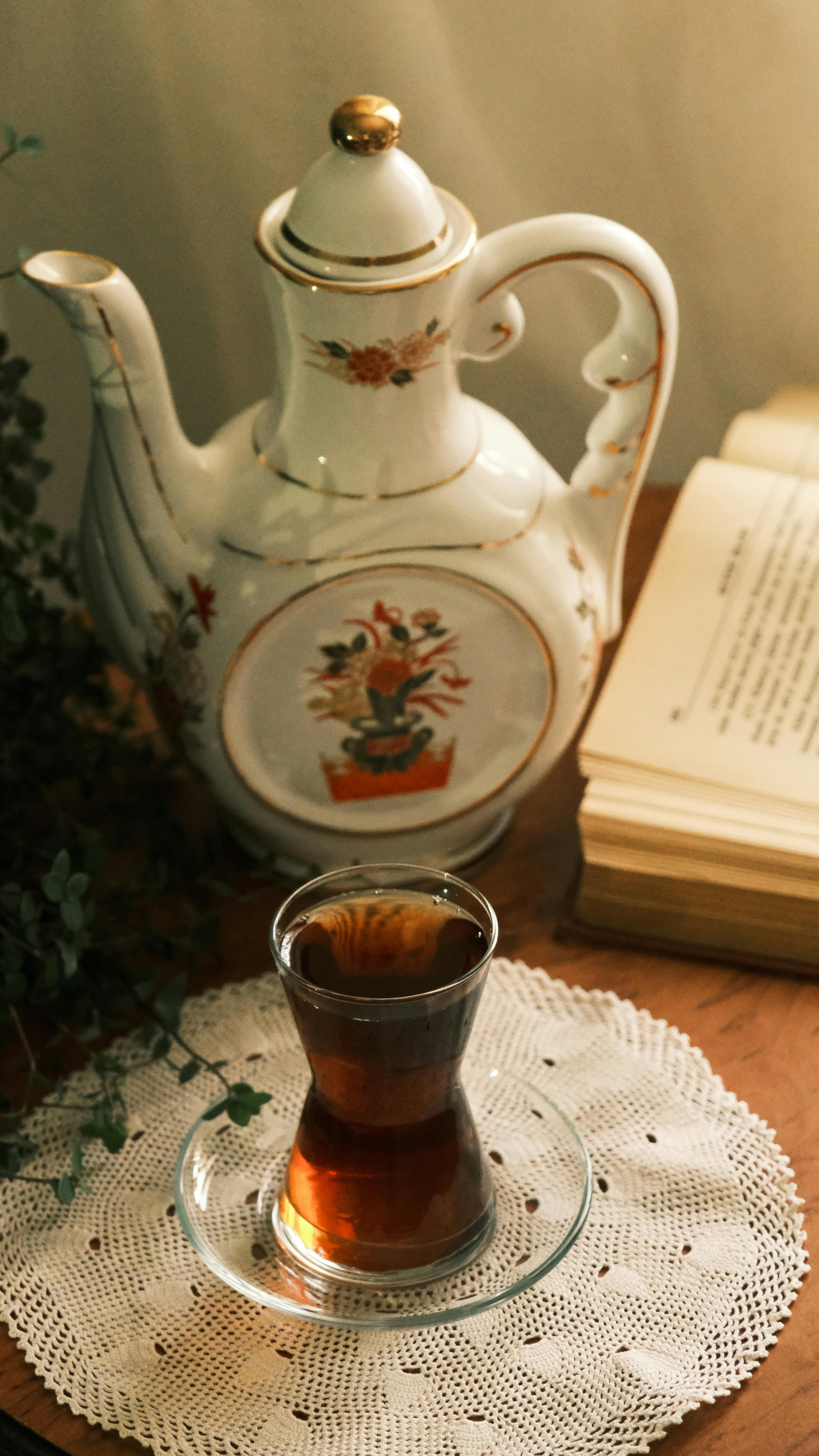 Brewed Tea and Vintage Teapot