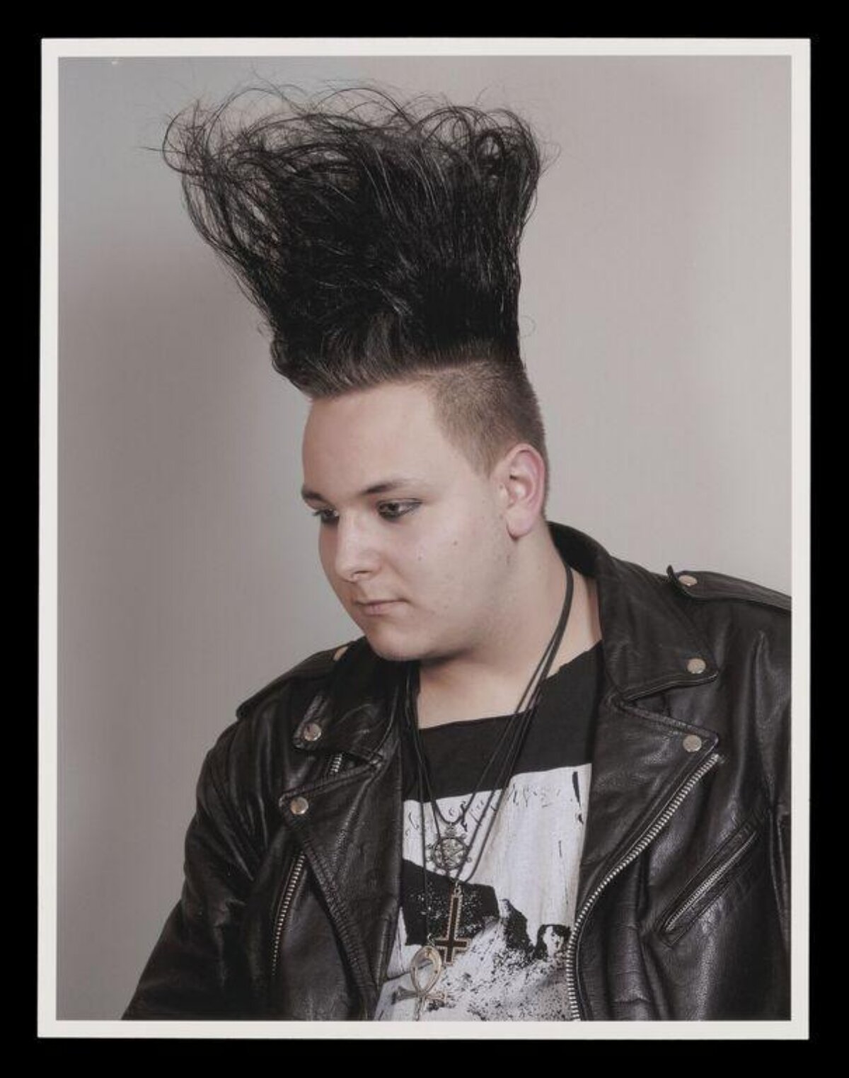 Man with extreme tall mohawk hairstyle