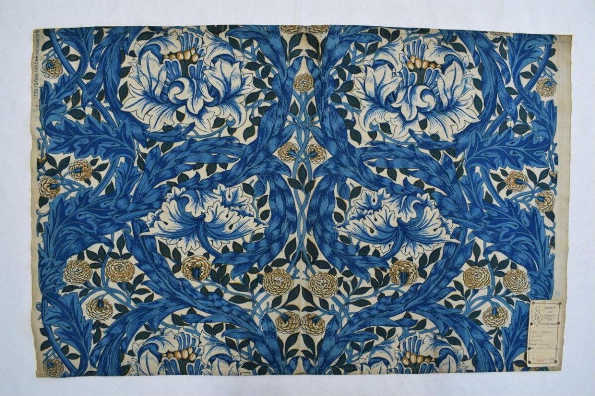Blue Floral Pattern Textile Sample