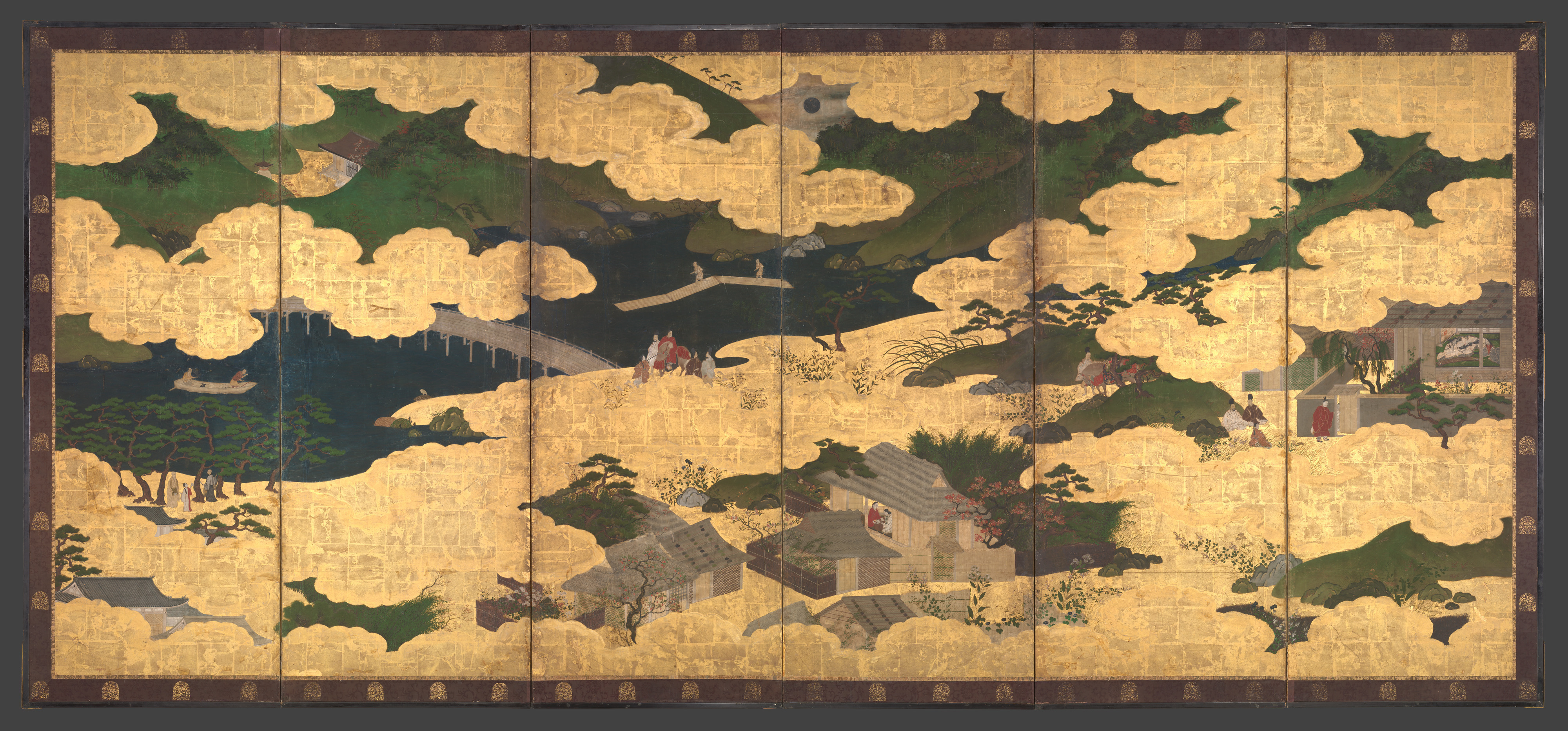 Japanese Gold Leaf Landscape Painting