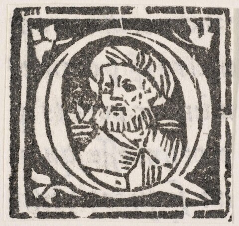 Woodcut Decorated Initial Q