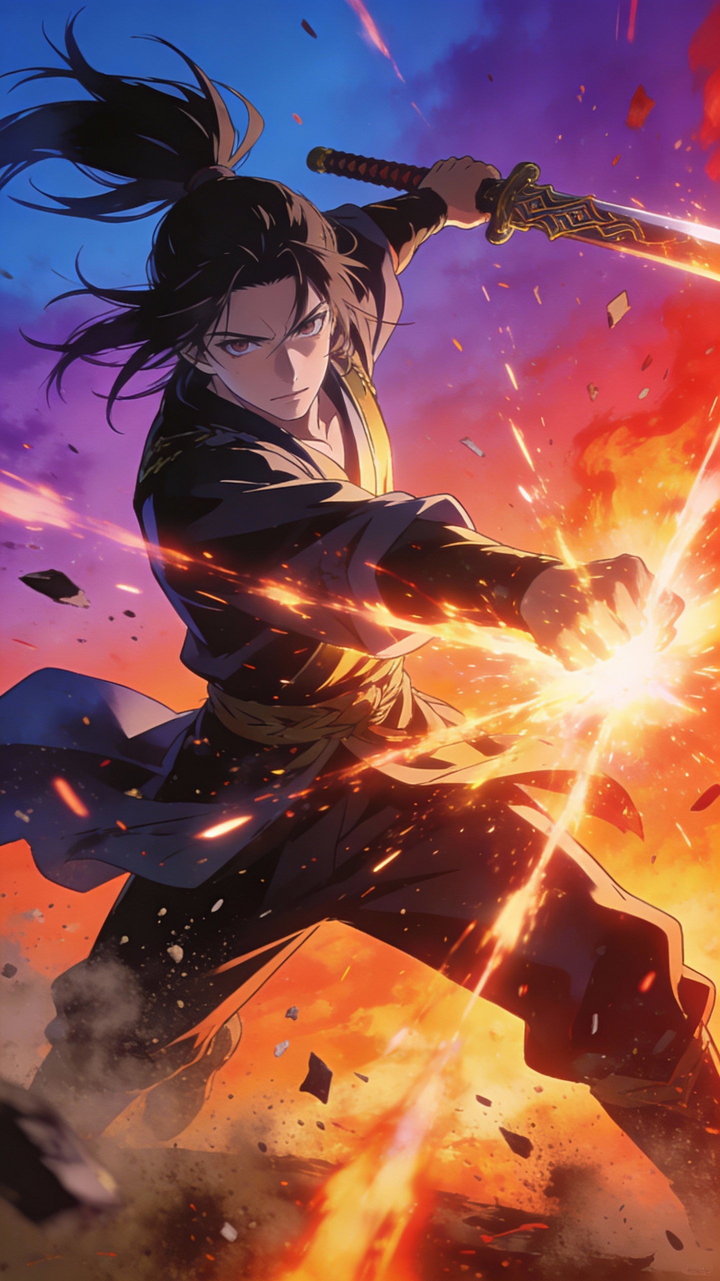 Anime Swordsman in Battle