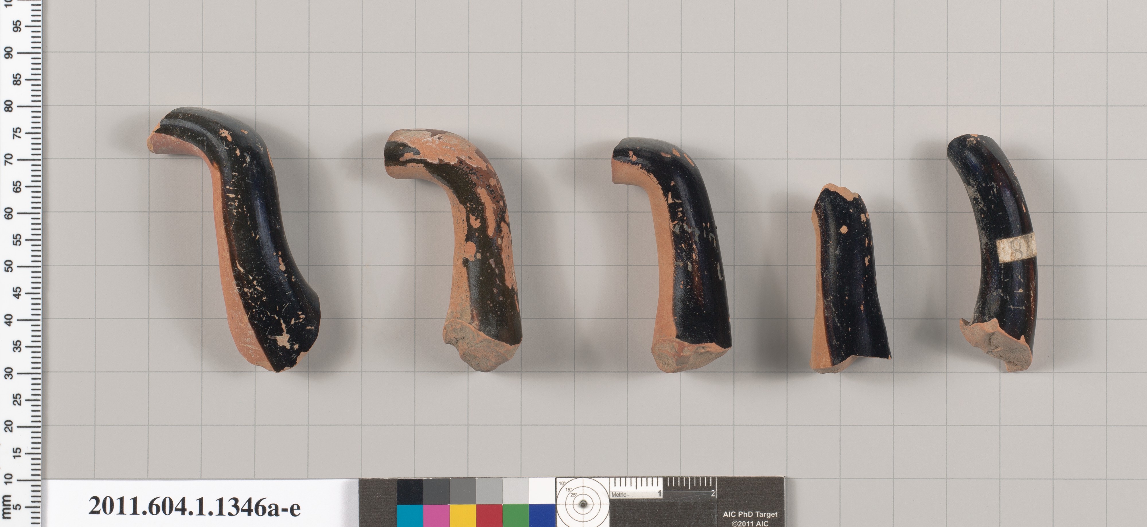 Five Ancient Pottery Handle Fragments