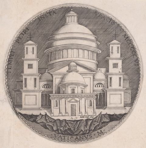 Engraving of Vatican St Peter's Basilica