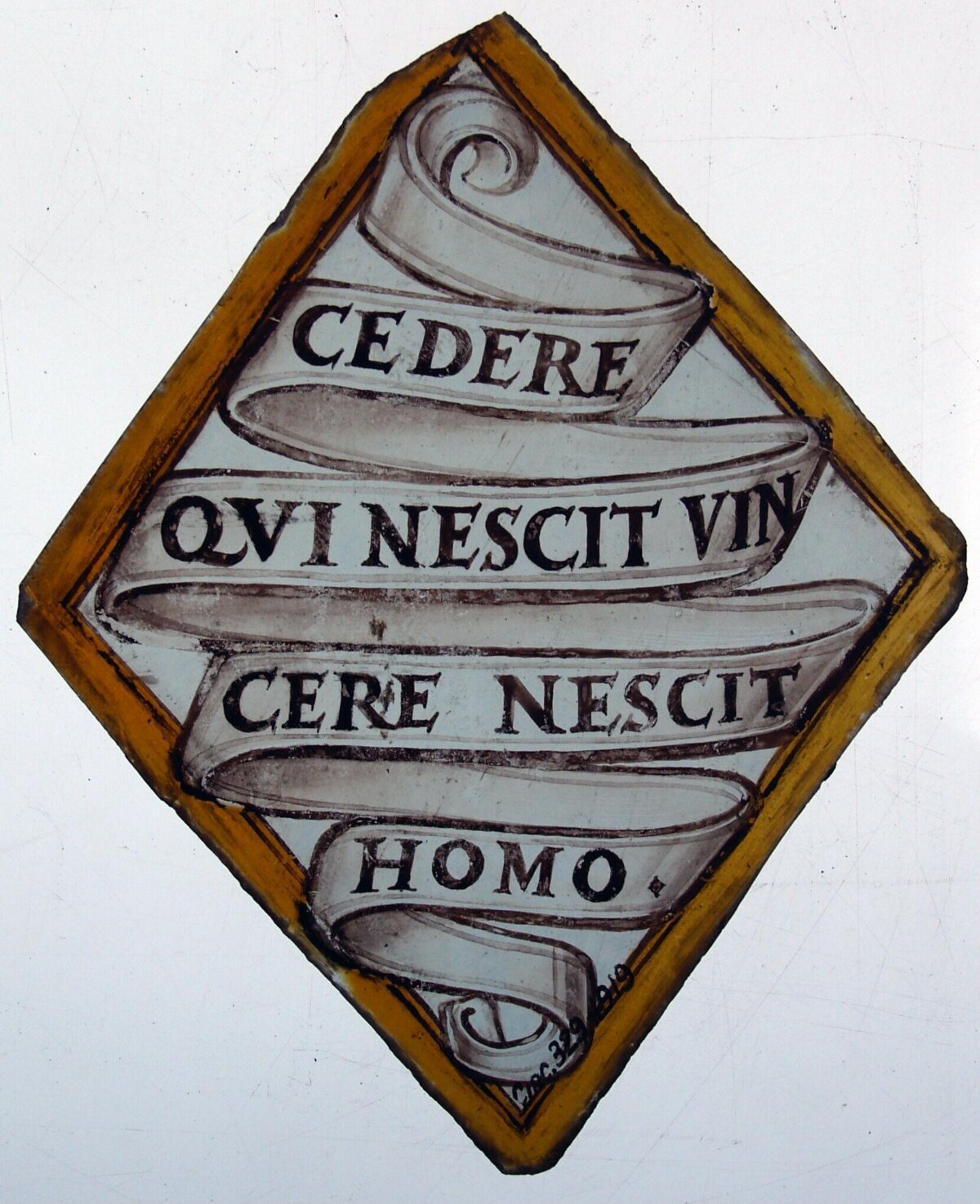 Diamond Latin Motto Stained Glass
