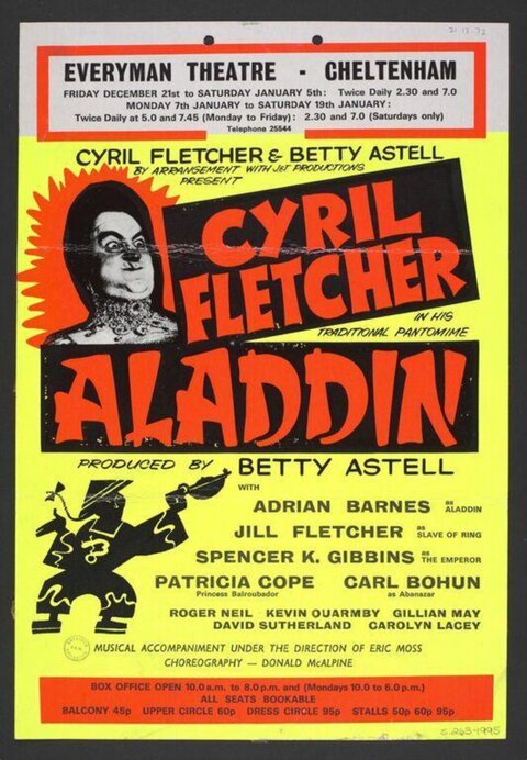 Vintage Aladdin Pantomime Theatre Poster