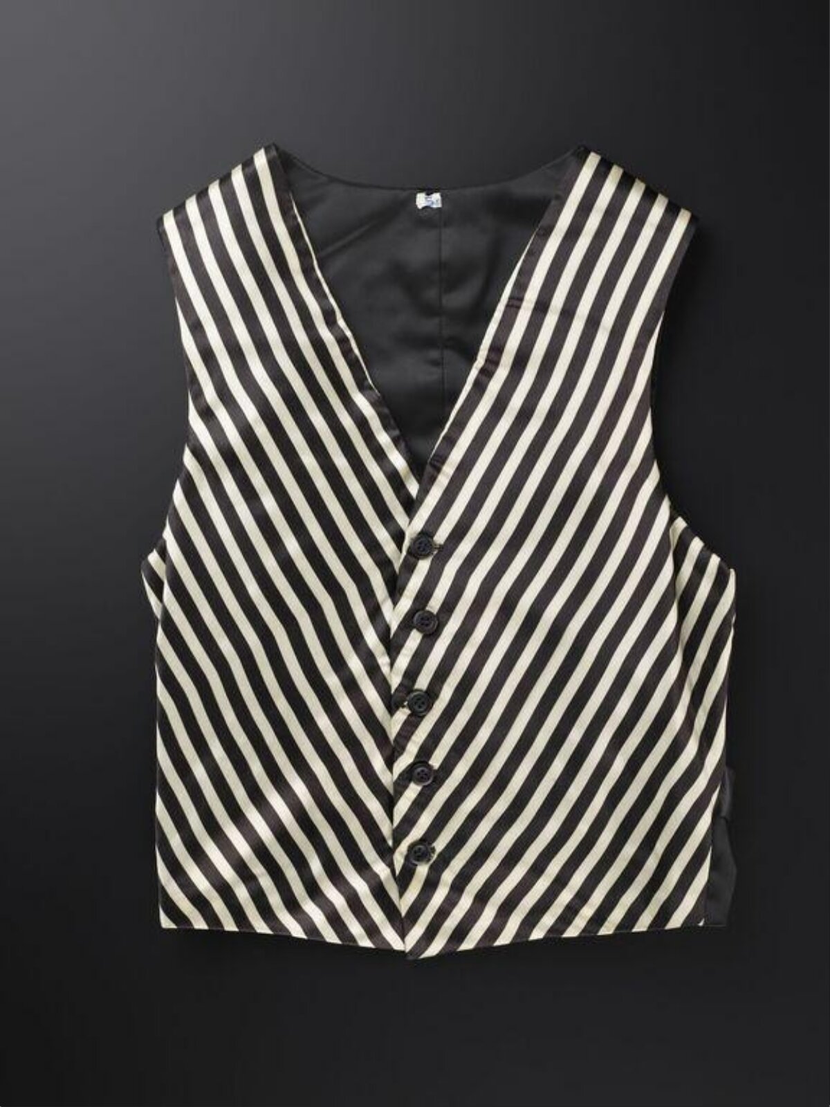 Black and White Striped Satin Vest
