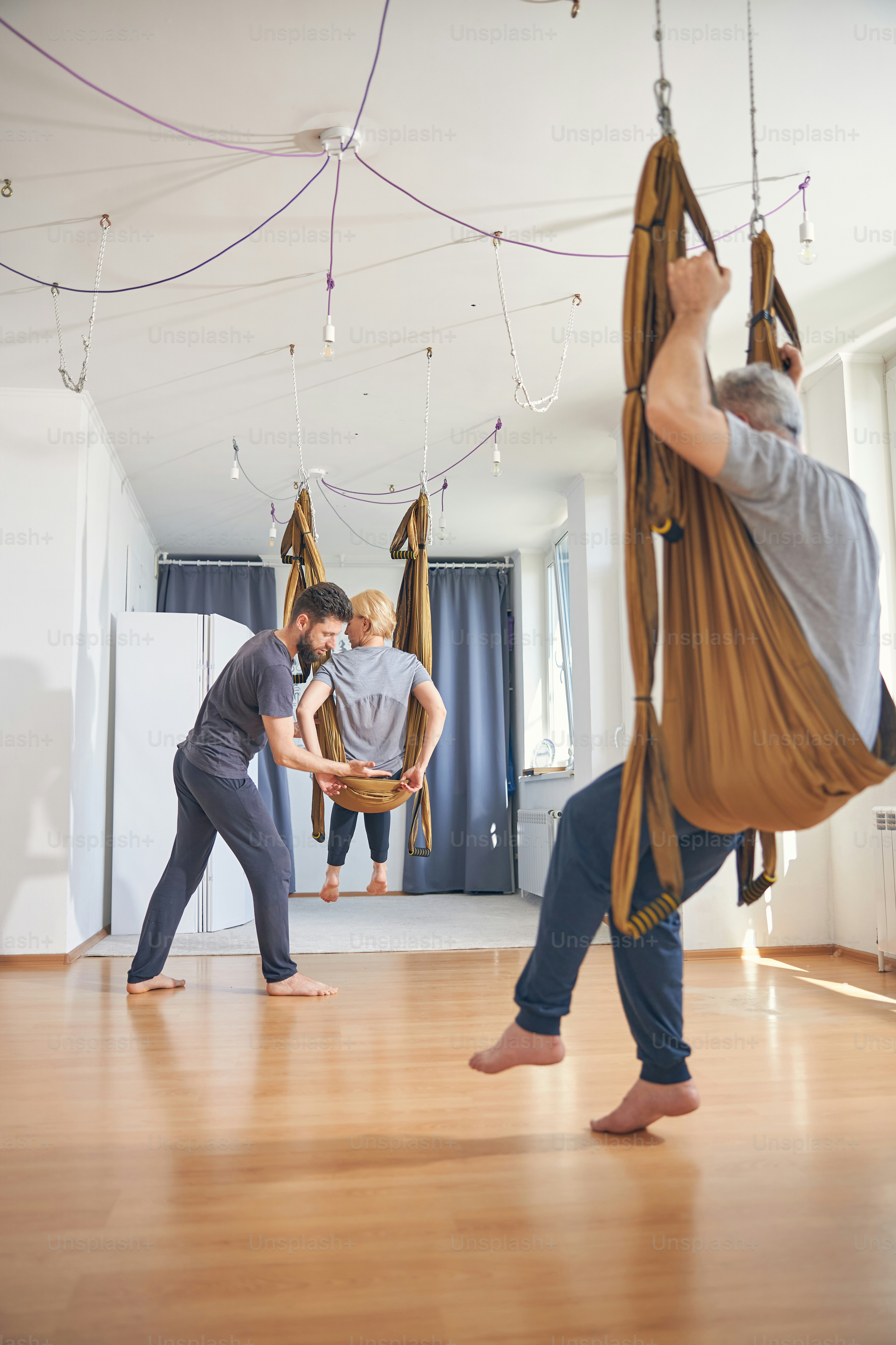 Aerial Yoga Lesson With Instructor