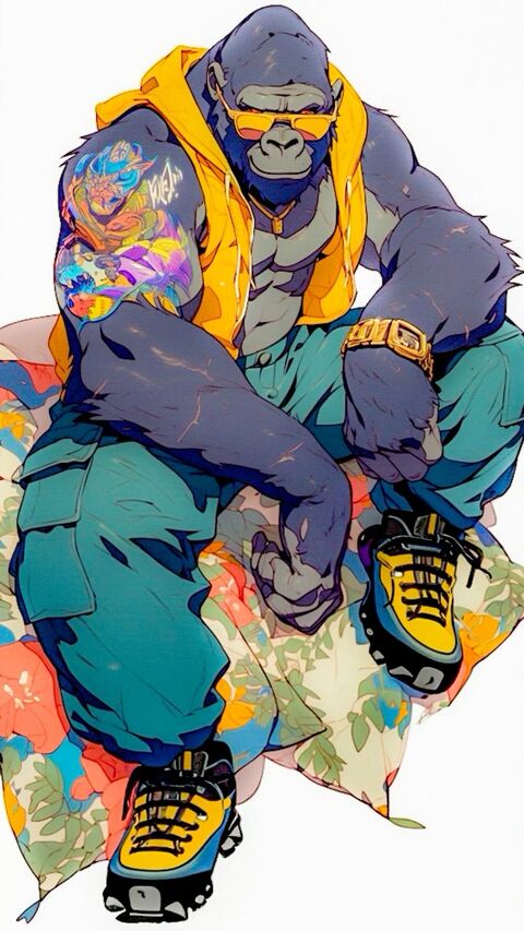 Stylish Streetwear Anthropomorphic Gorilla