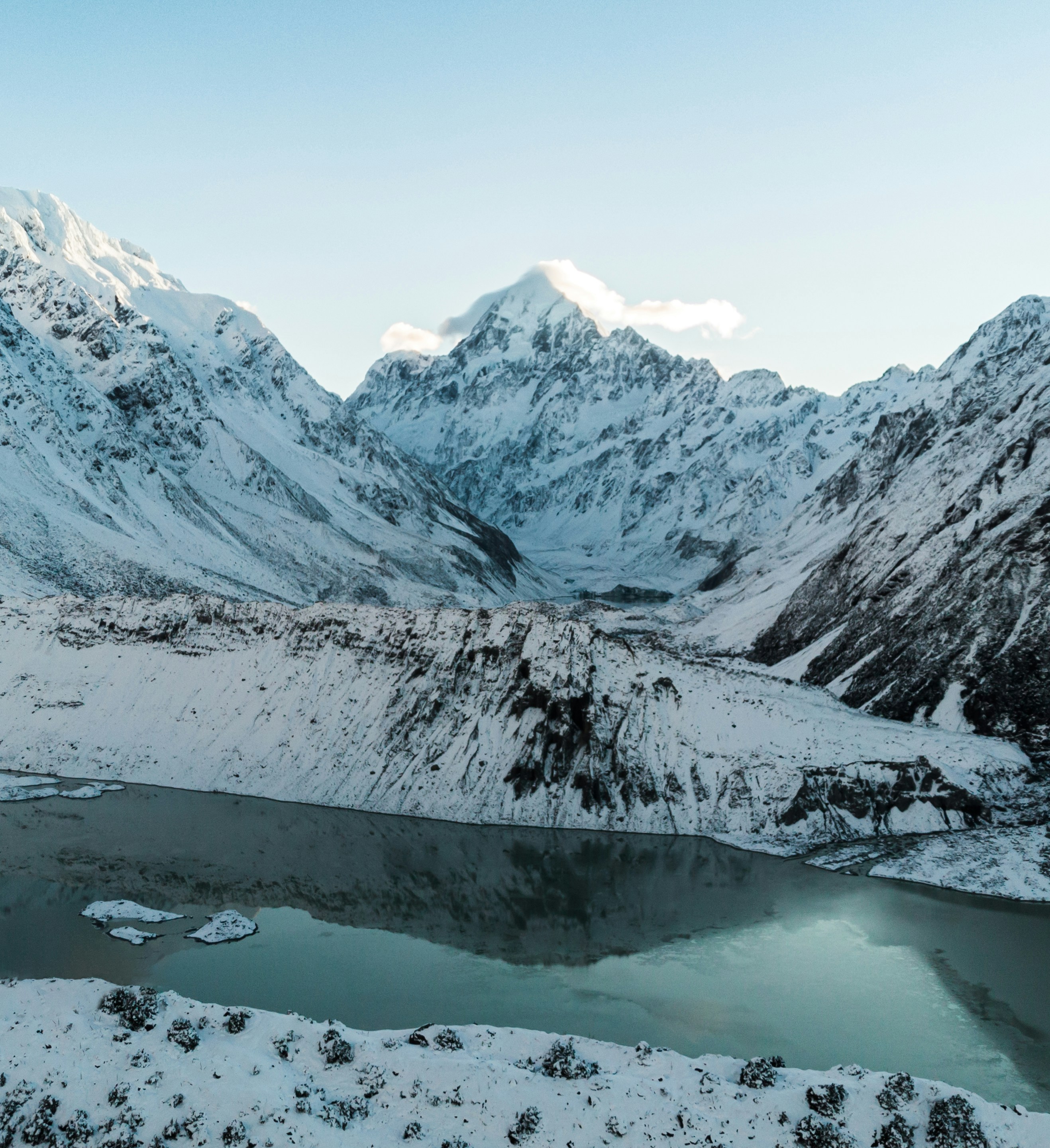Snowy Mountain Glacial Lake Landscape