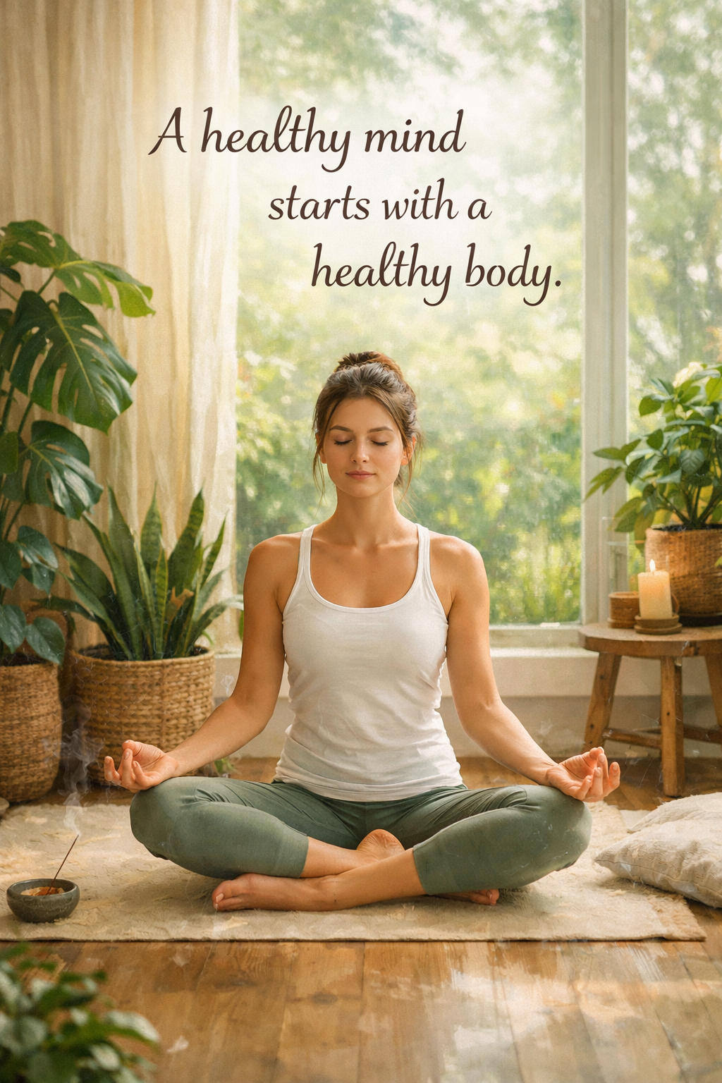 Woman Meditating for Healthy Mind and Body — Fitness