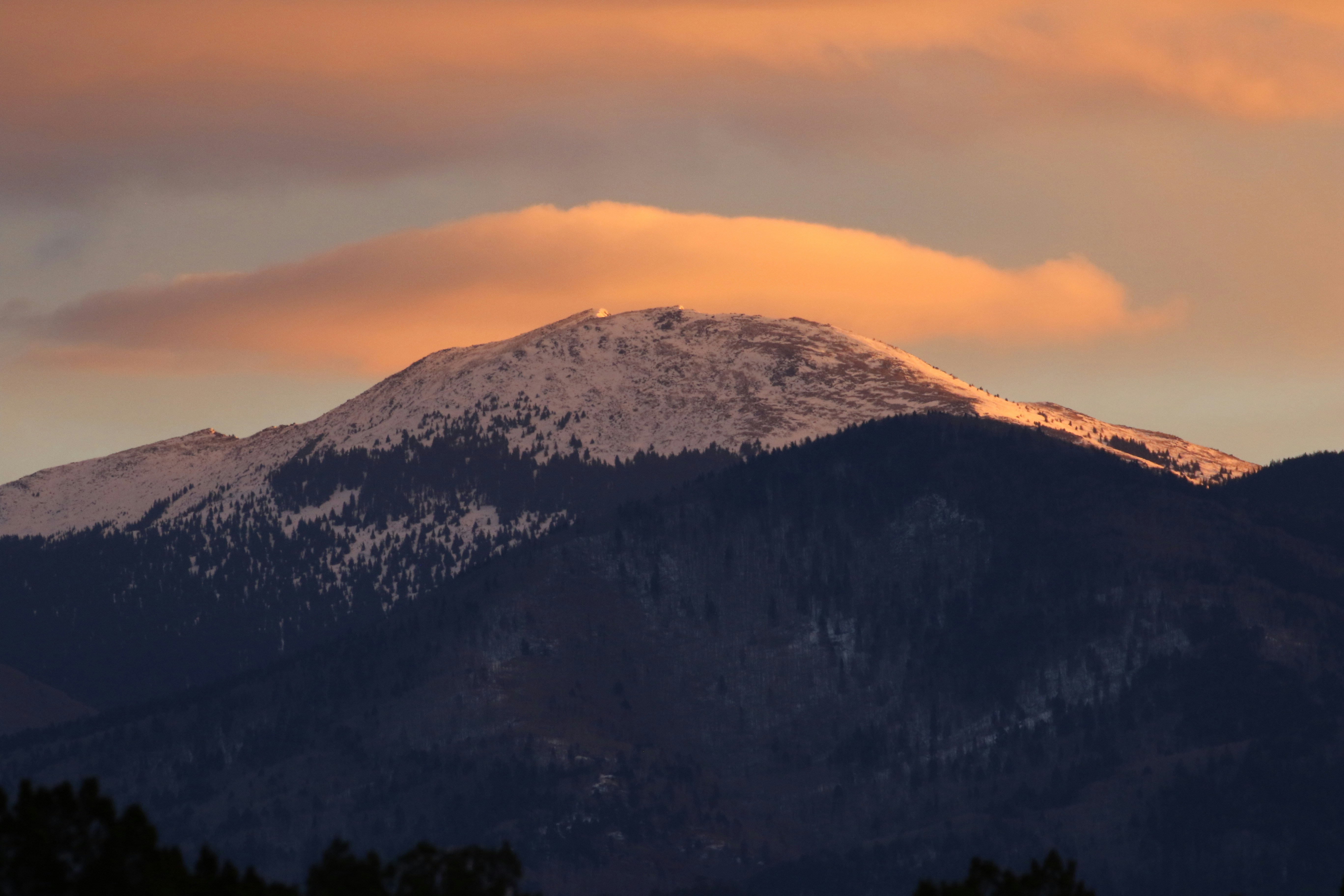 Snow-capped Mountain at Sunset