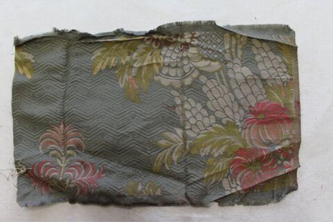 Antique Floral Woven Fabric Fragment