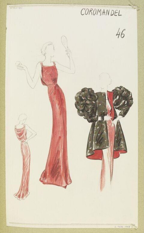 Vintage Evening Gown Fashion Sketch