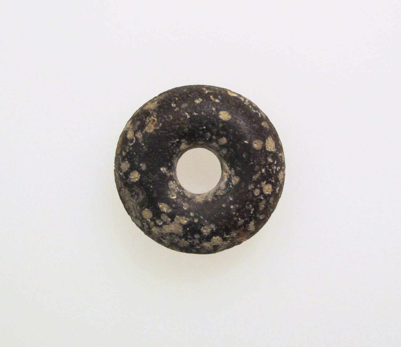 Ancient Black Spotted Donut Bead