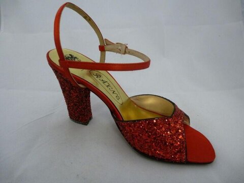 Red Glitter Block Heel Slingback Sandal
