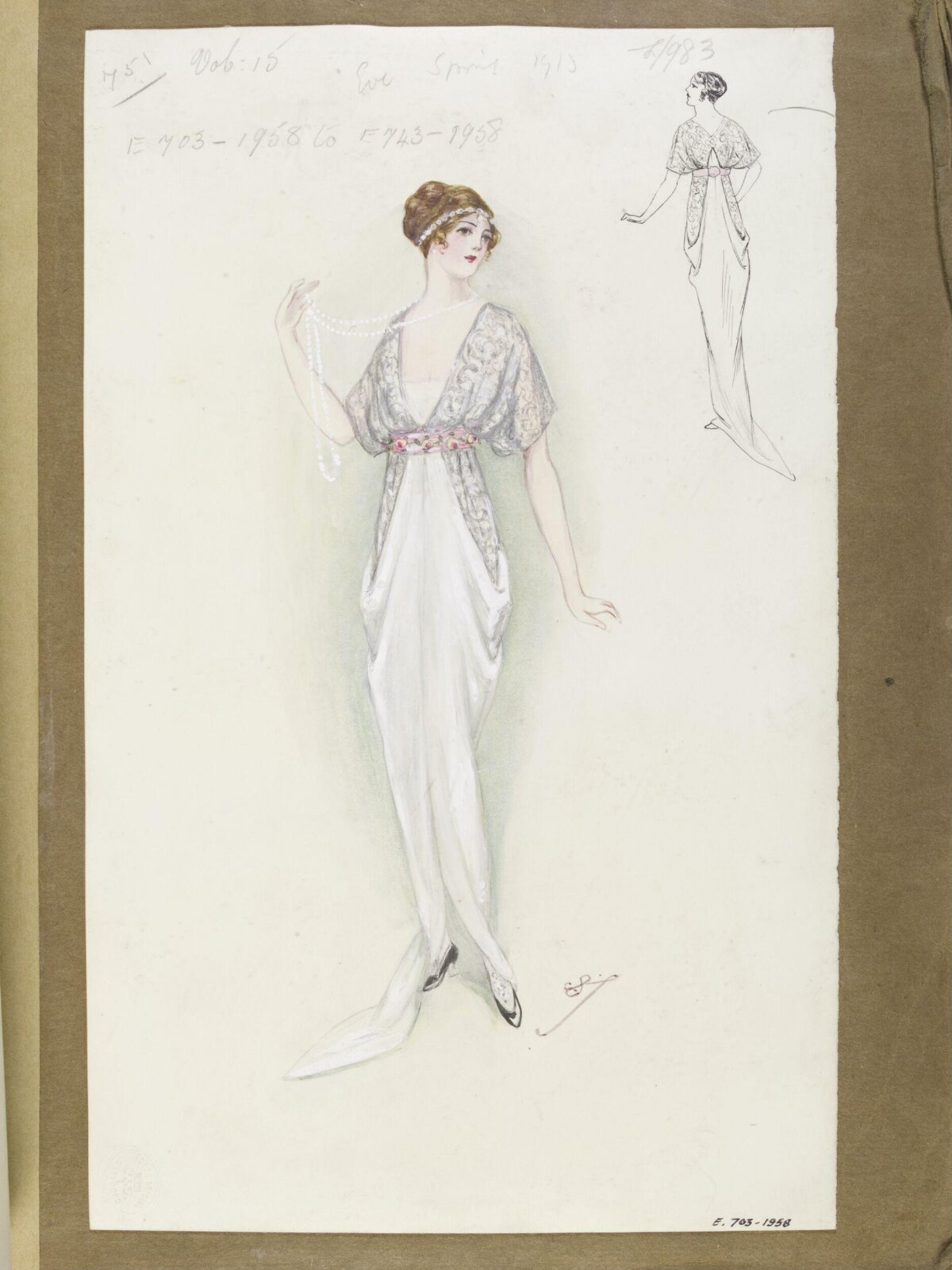 1913 Evening Gown Fashion Sketch