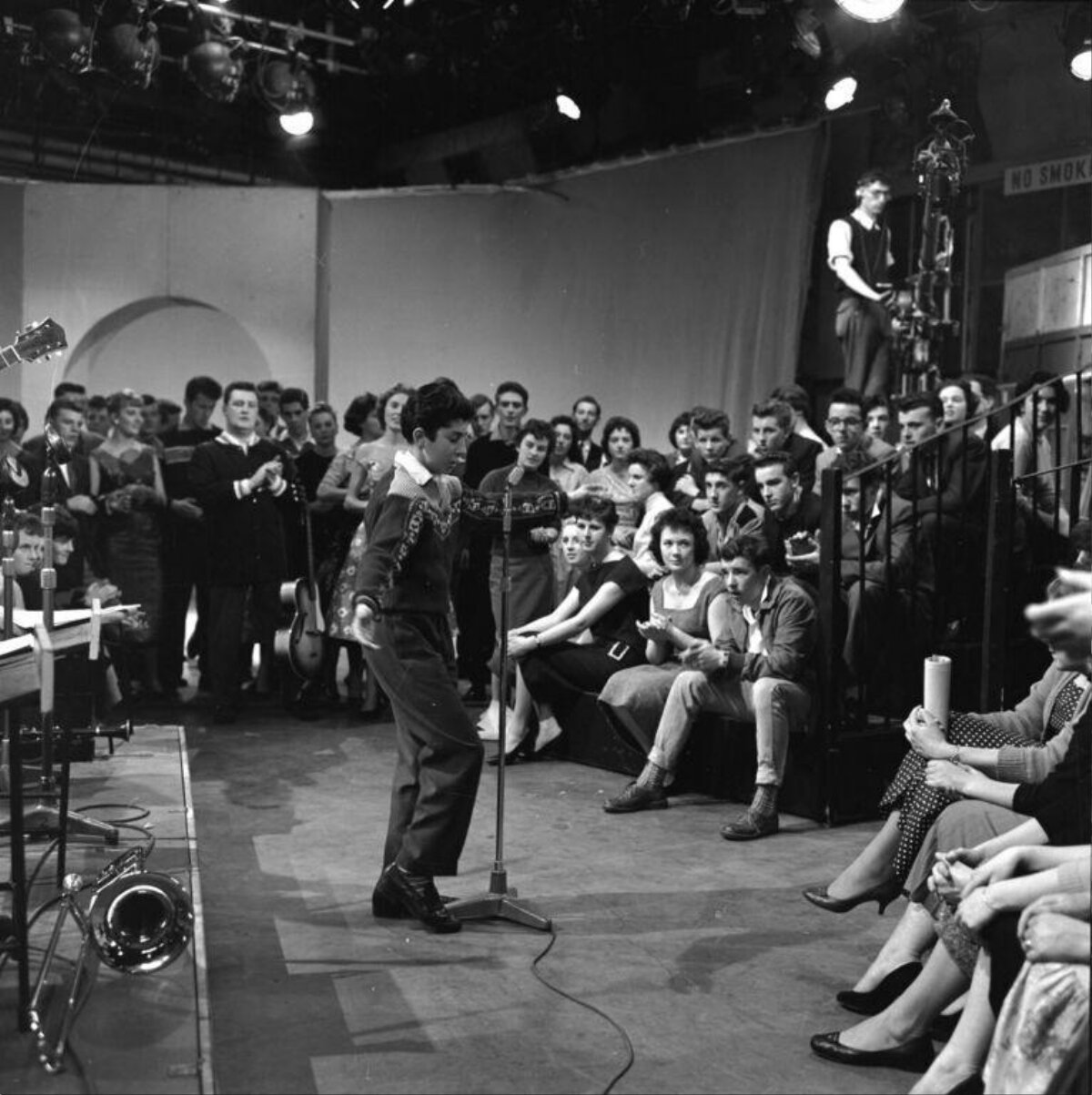 Young Singer Performing on TV Studio Stage