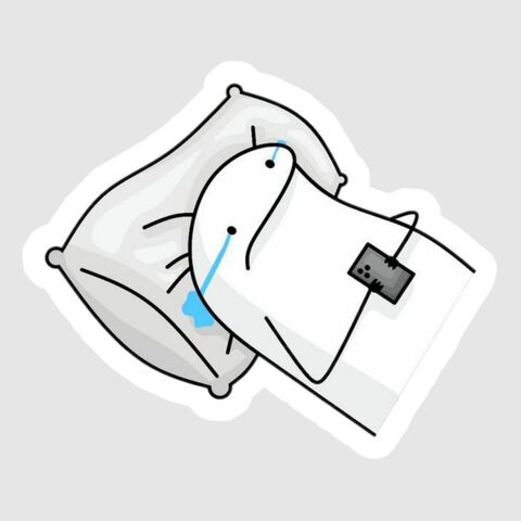 Crying Stick Figure Lying in Bed