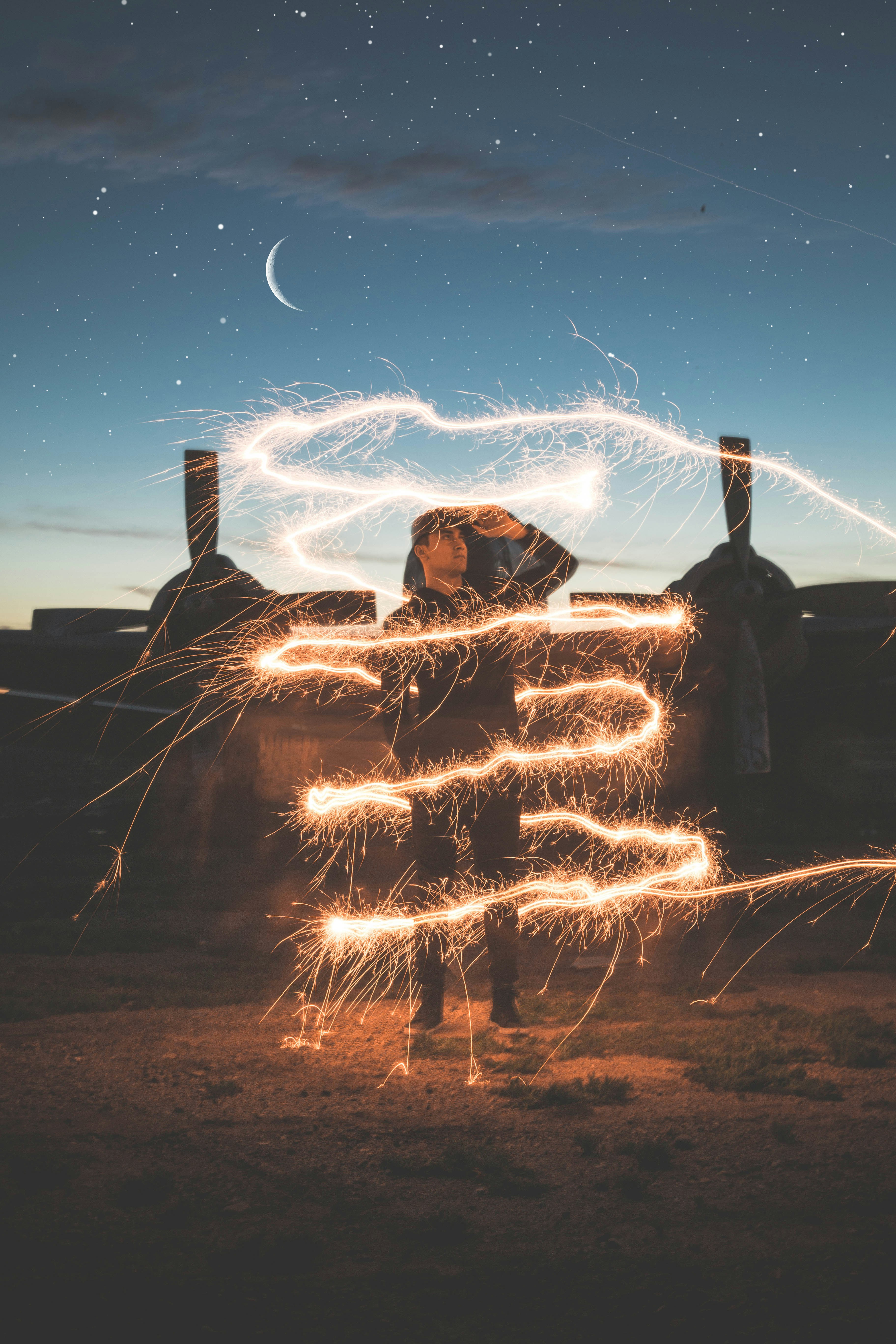 Night Sky Light Painting Portrait