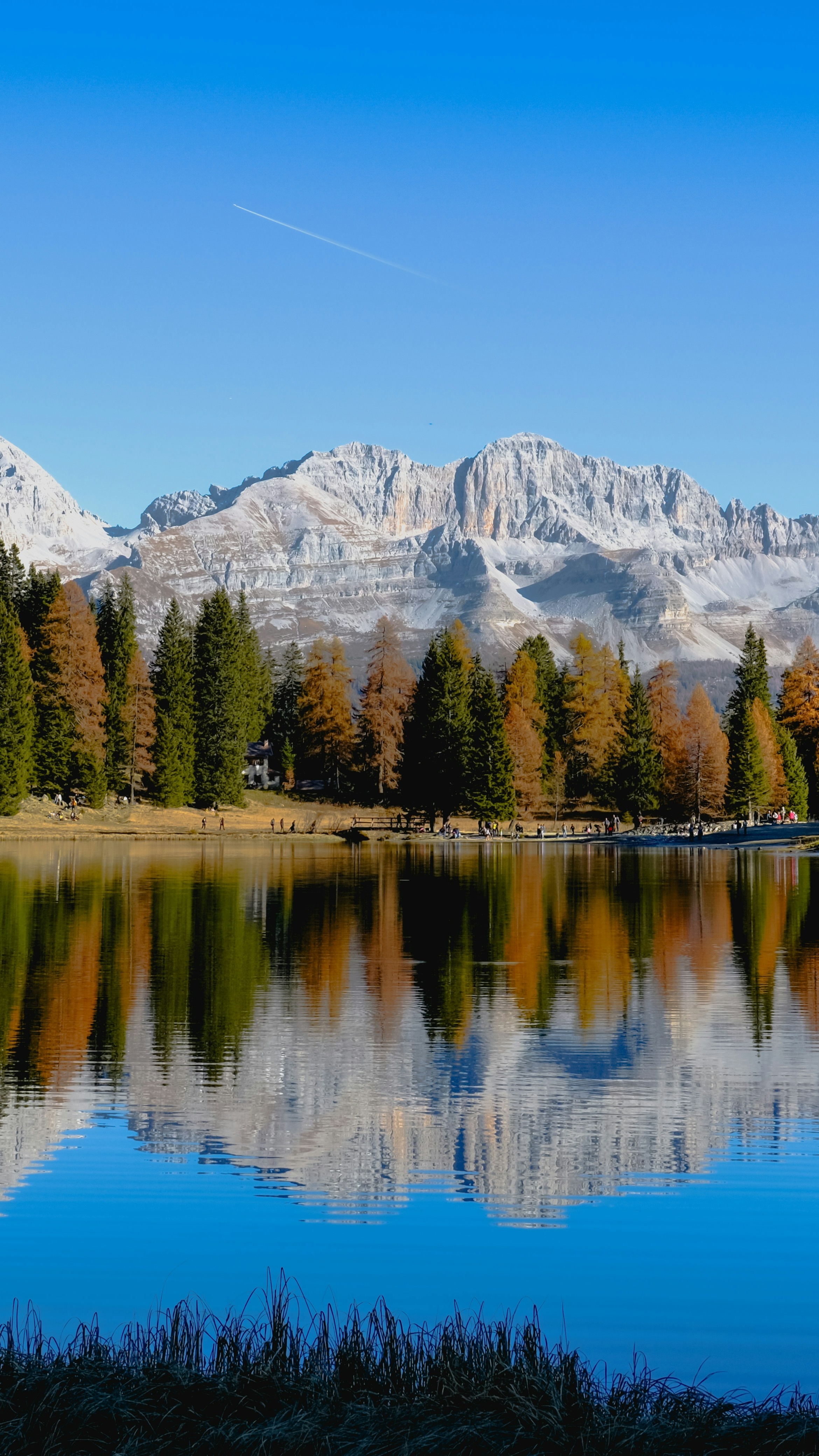 Autumn Snowy Mountain Lake View