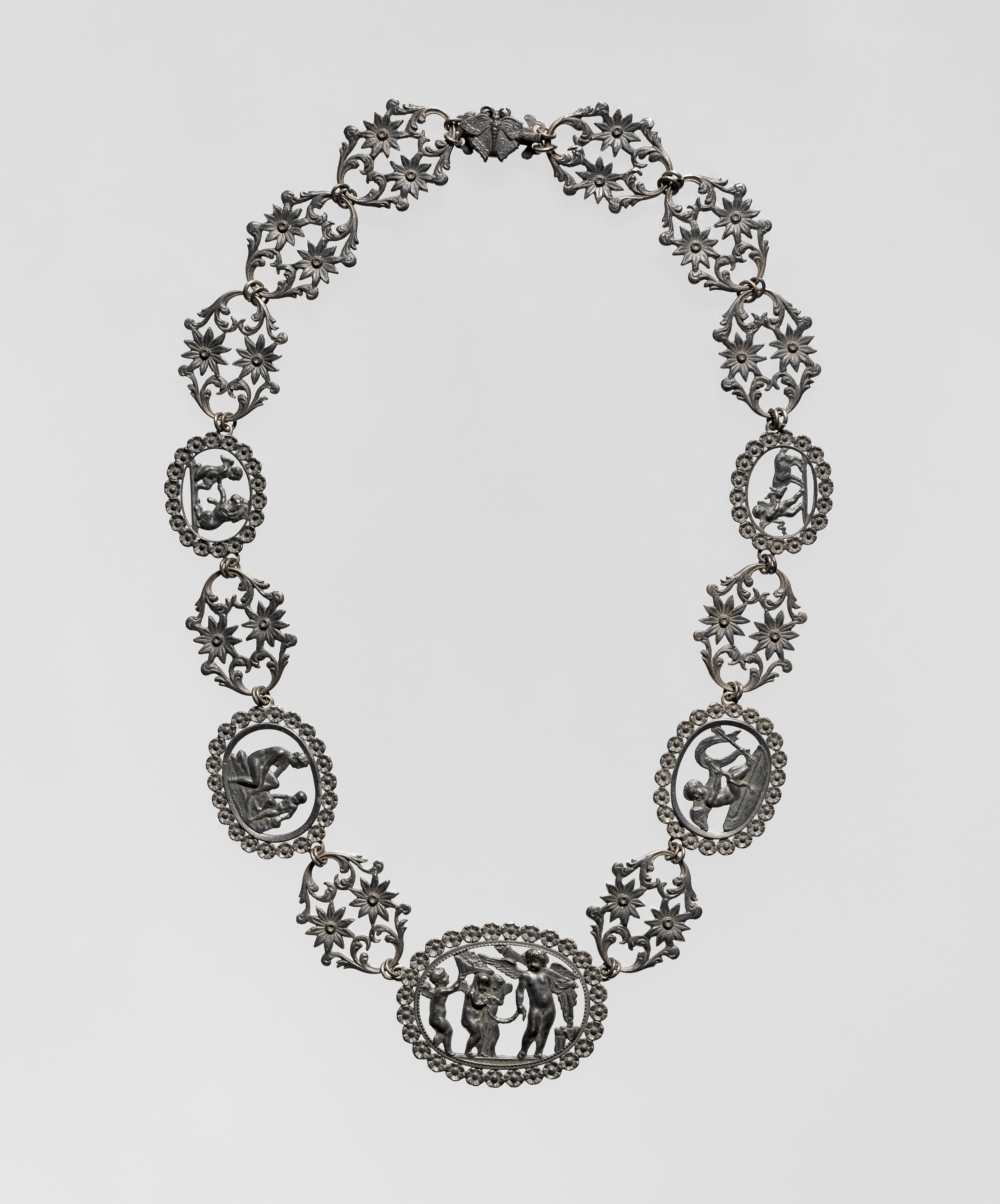 Antique Carved Silver Necklace
