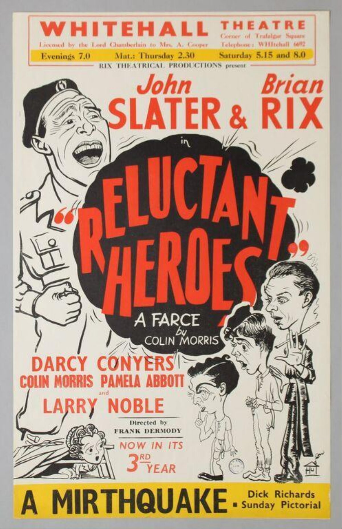 Vintage Reluctant Heroes Theatre Poster