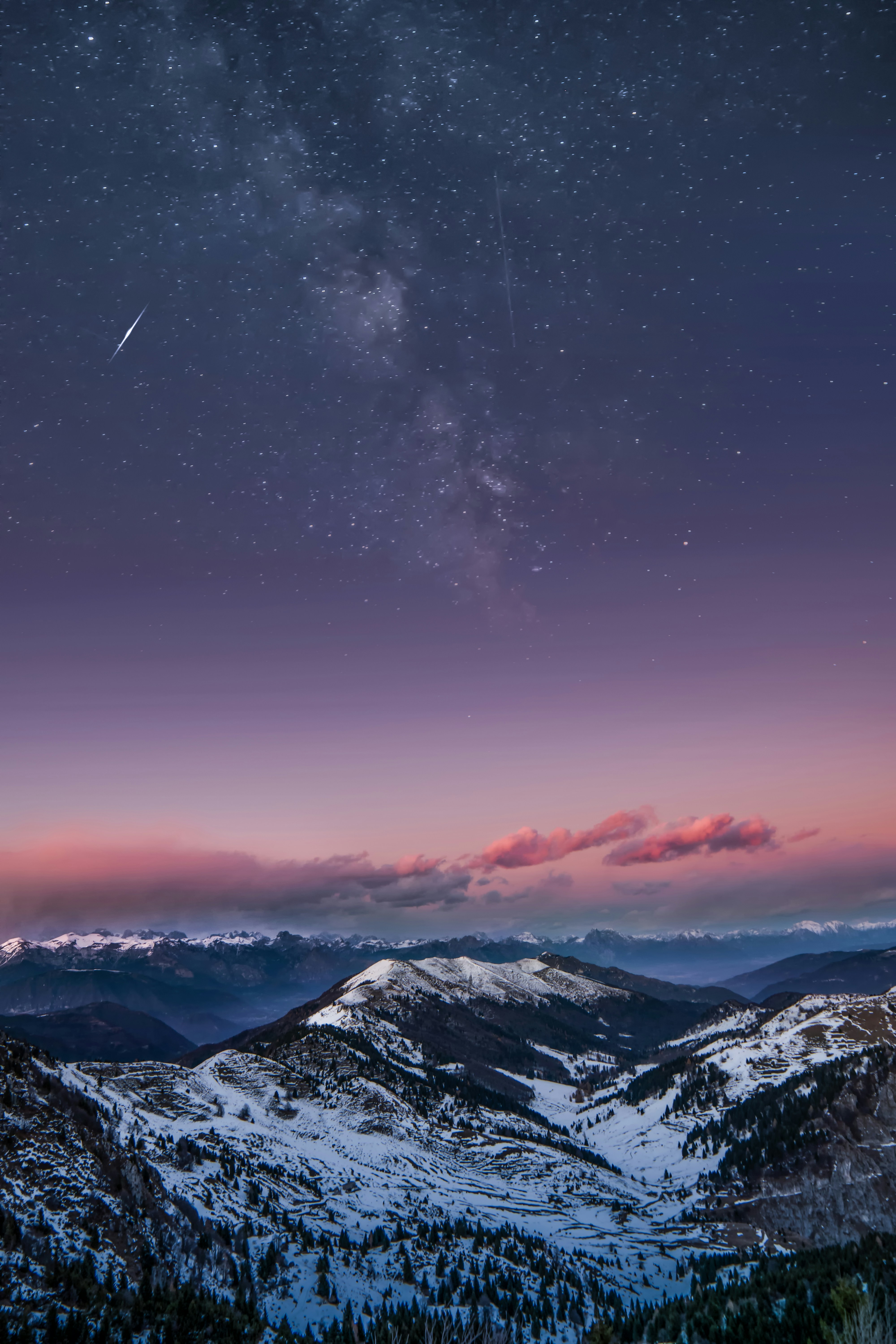 Starry Night Over Snowy Mountains
