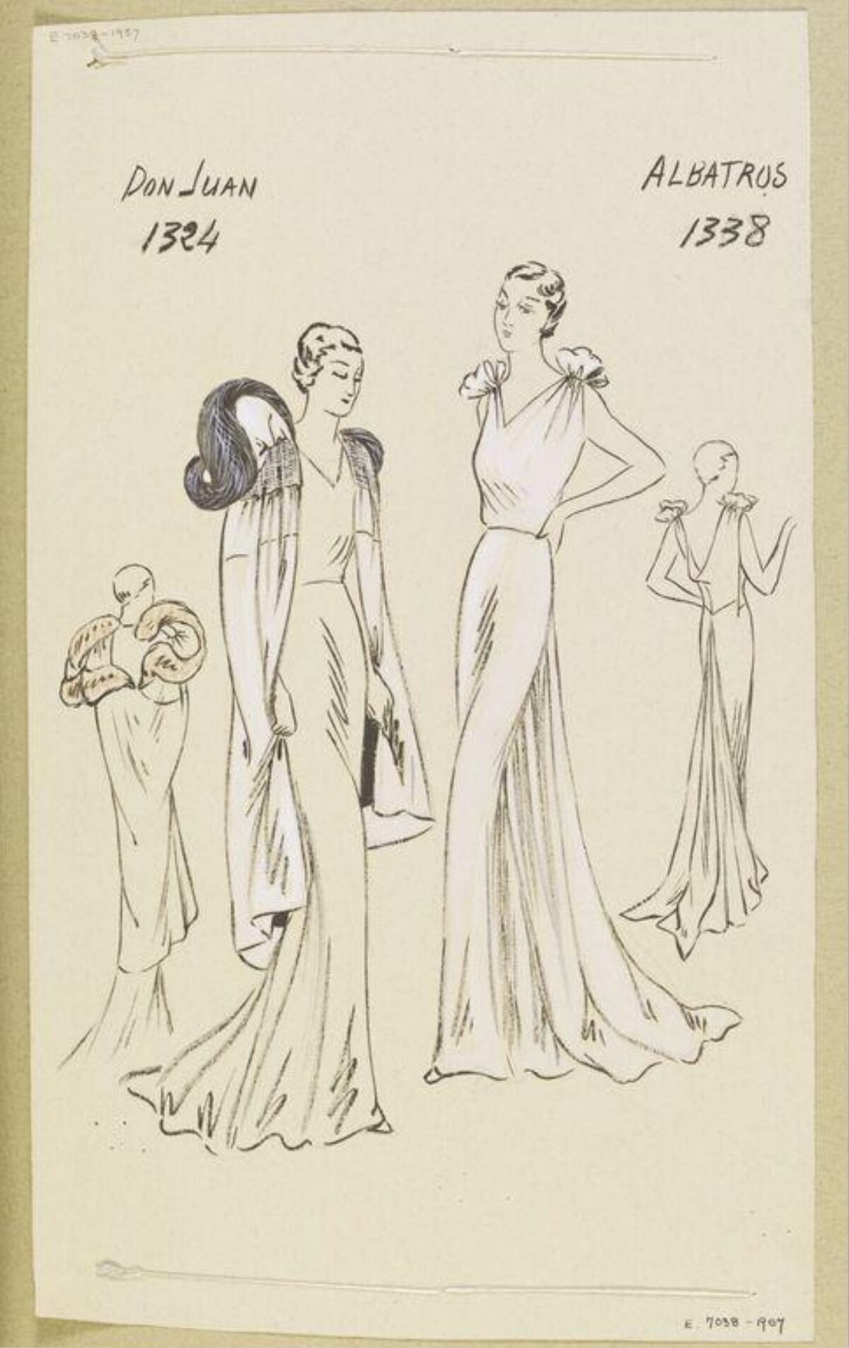 Vintage Evening Gown Fashion Sketches