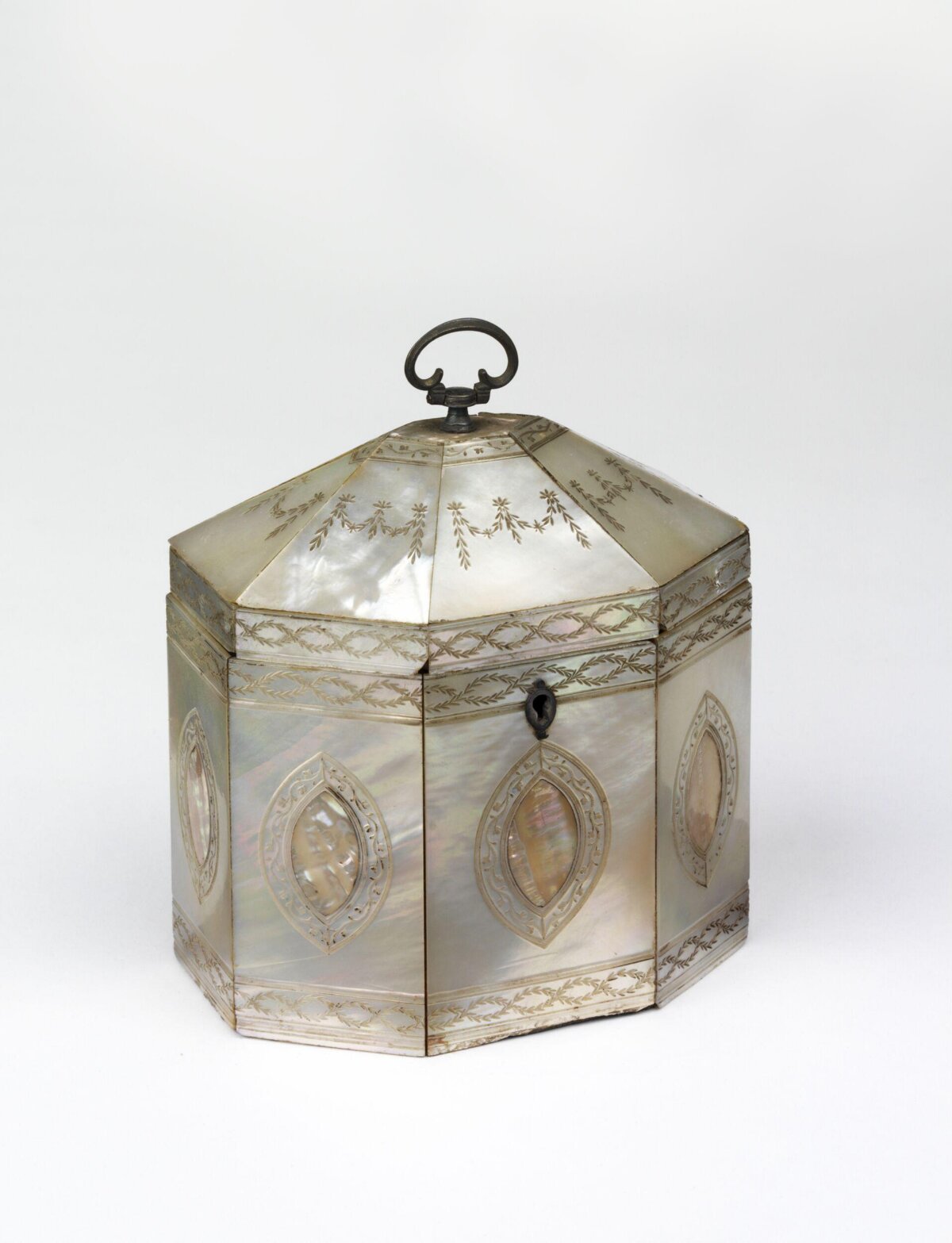 Antique Mother-of-Pearl Octagonal Tea Caddy