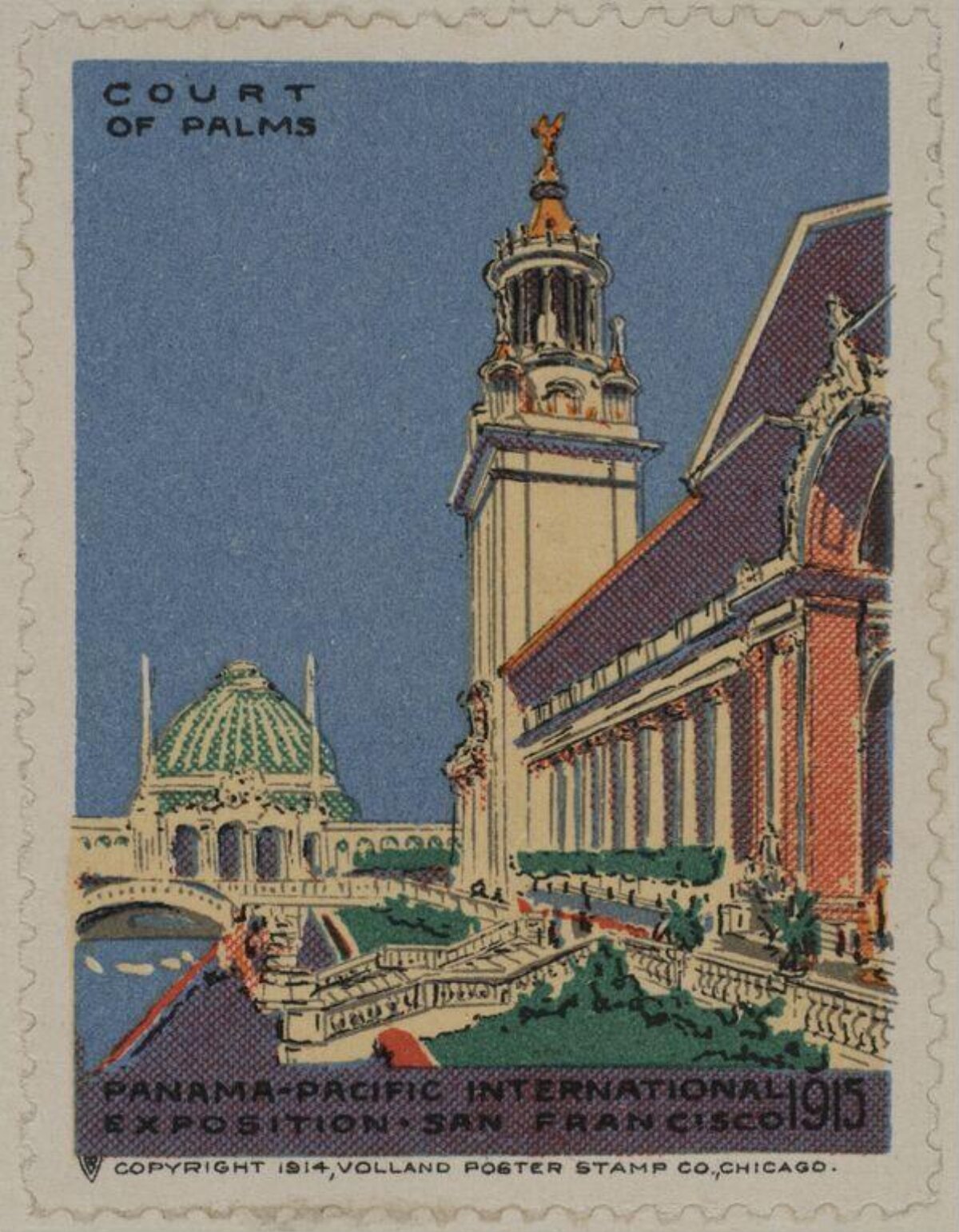 Court of Palms 1915 Exposition Poster Stamp