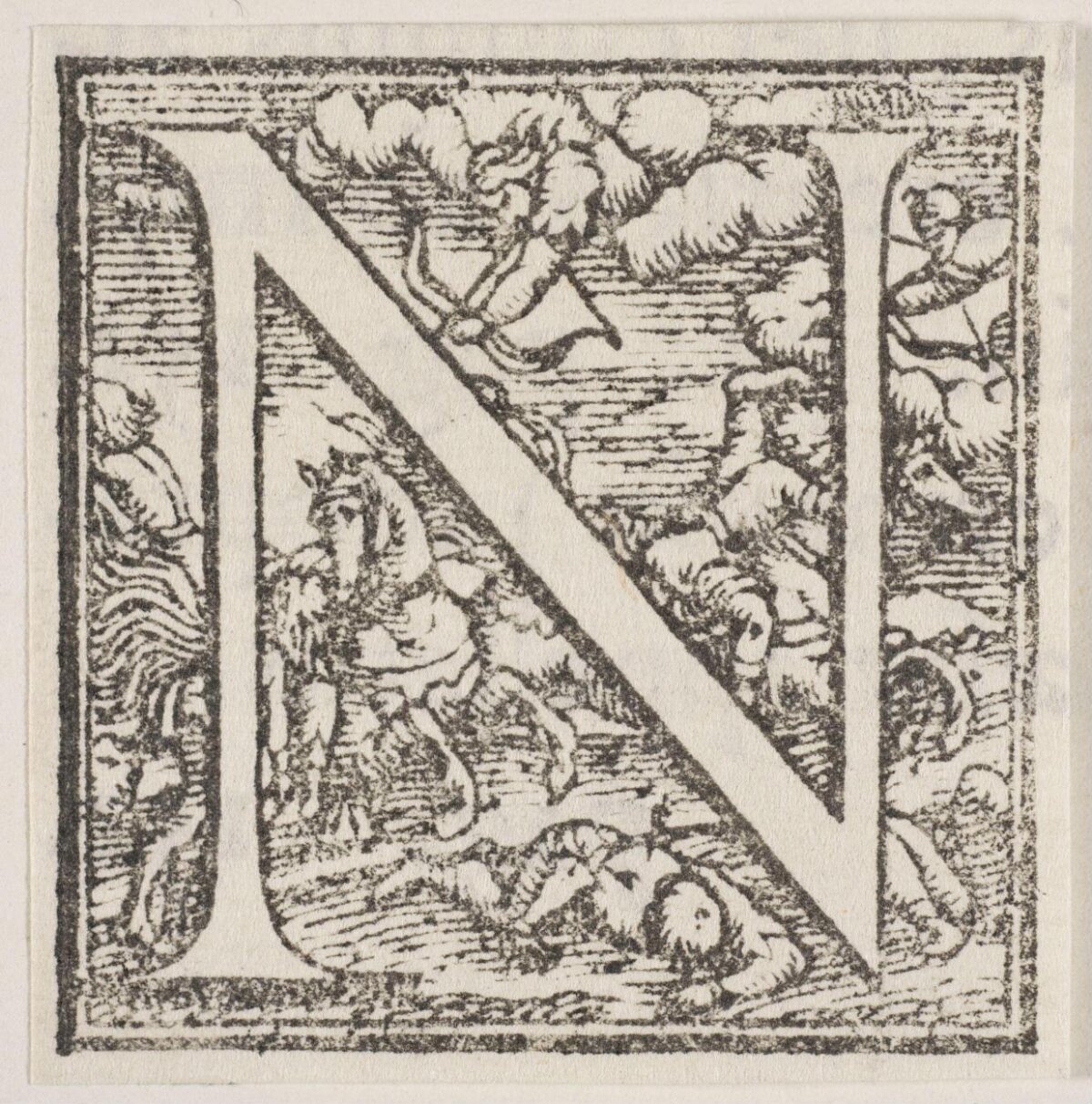 Decorated Engraved Initial N