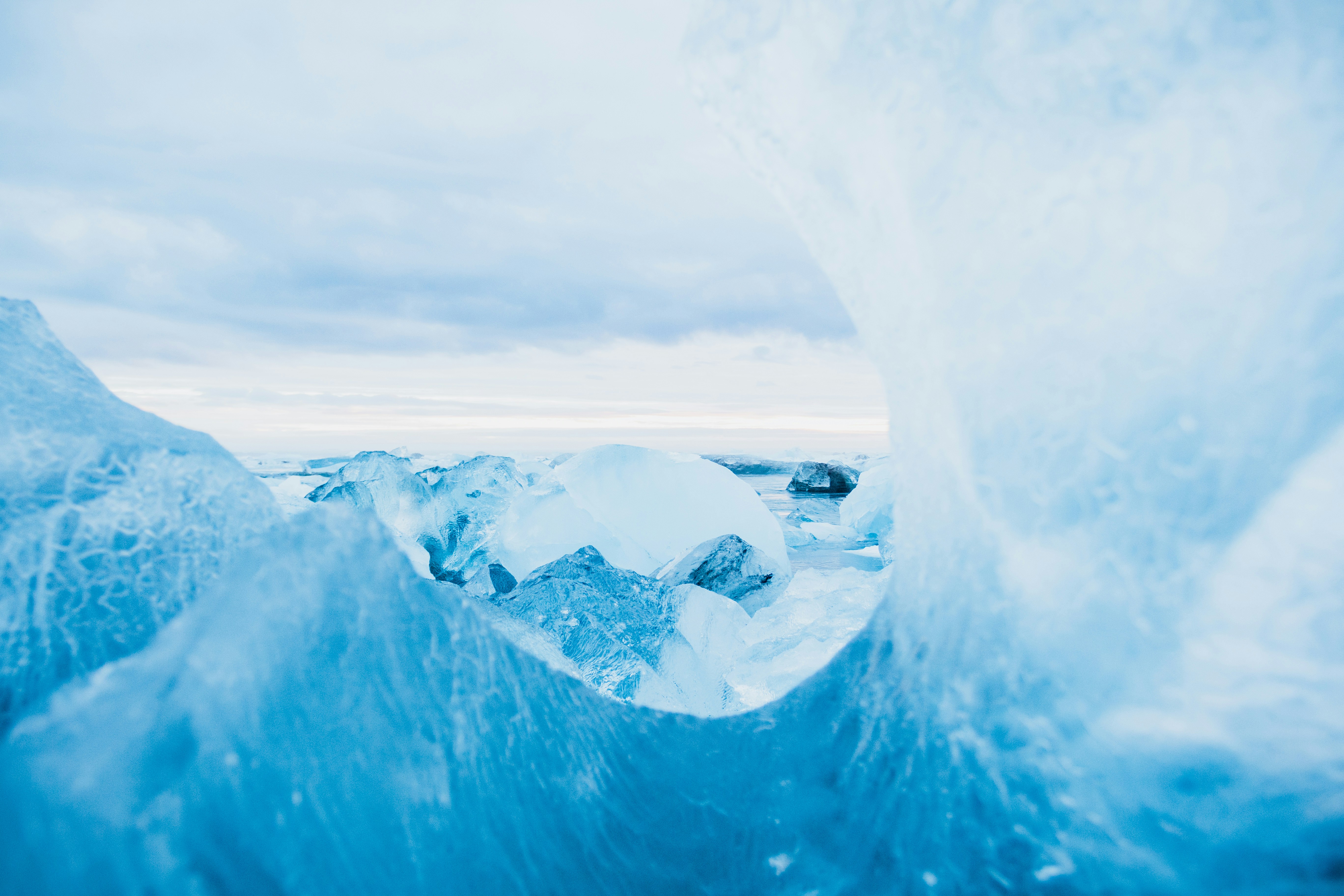 Framed View of Glacial Icebergs