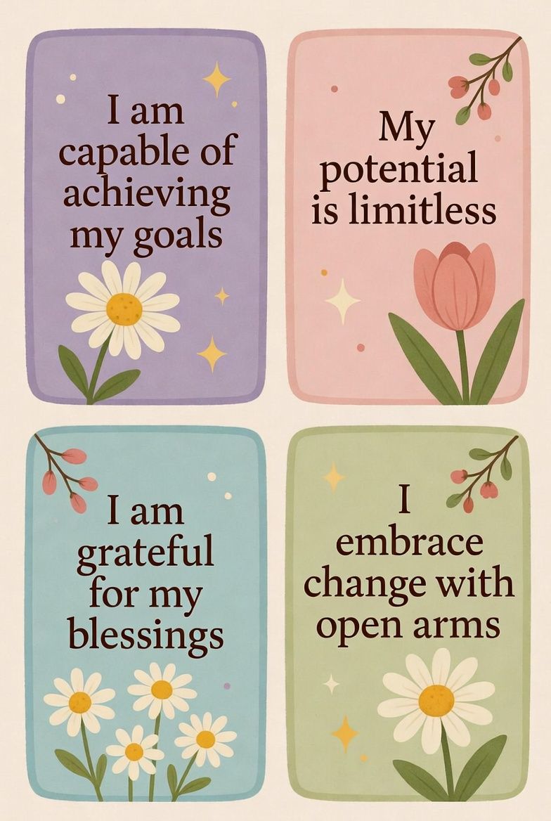 Four Positive Affirmation Cards