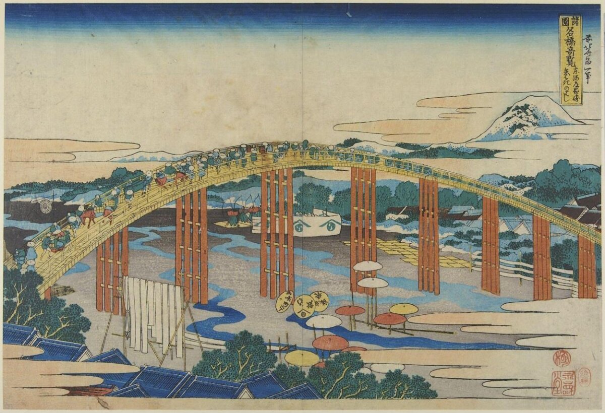 Japanese Ukiyo-e Bridge Landscape
